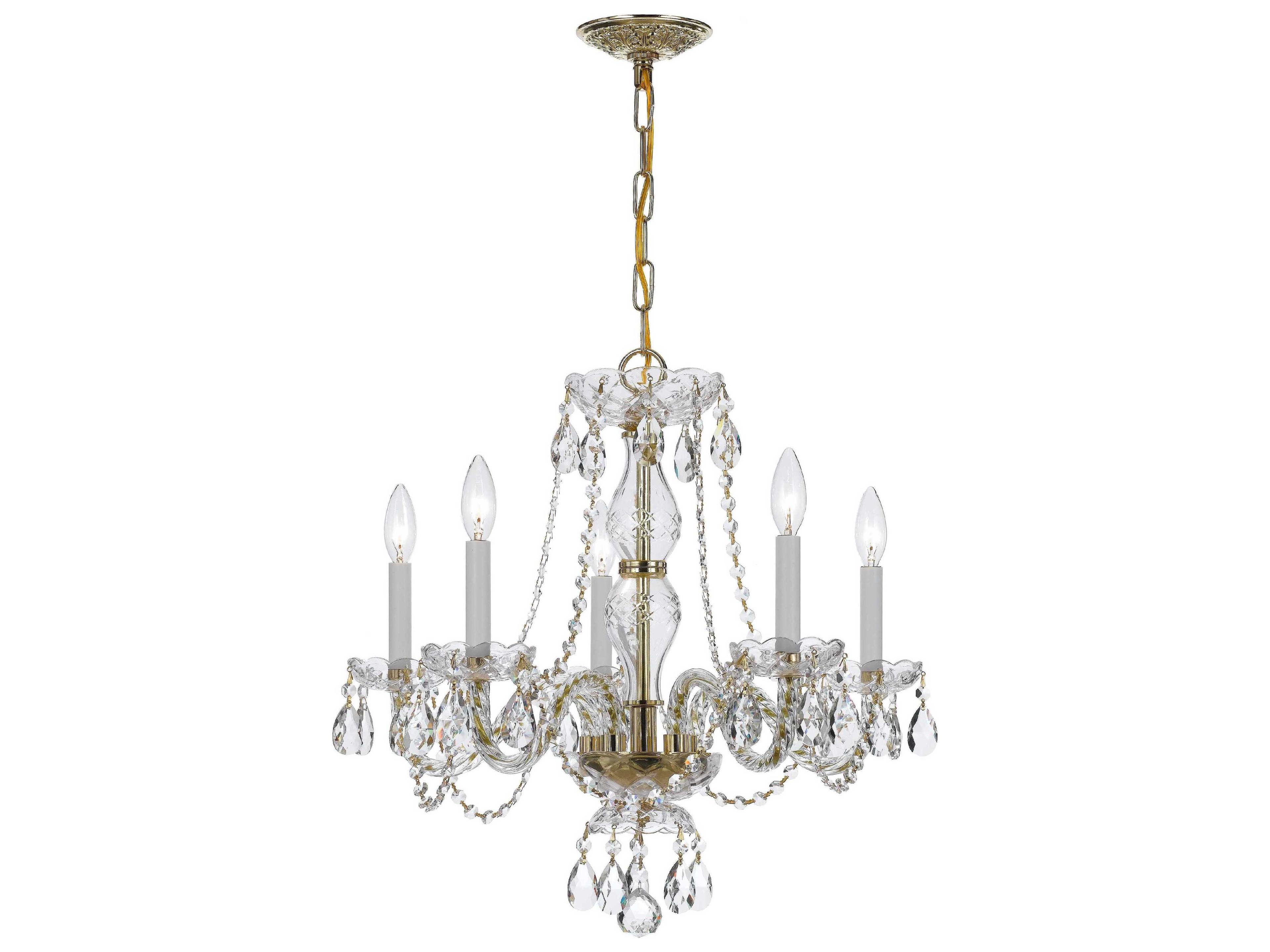 Crystorama Traditional Crystal 5-Light Chrome Glass Candelabra Chandelier