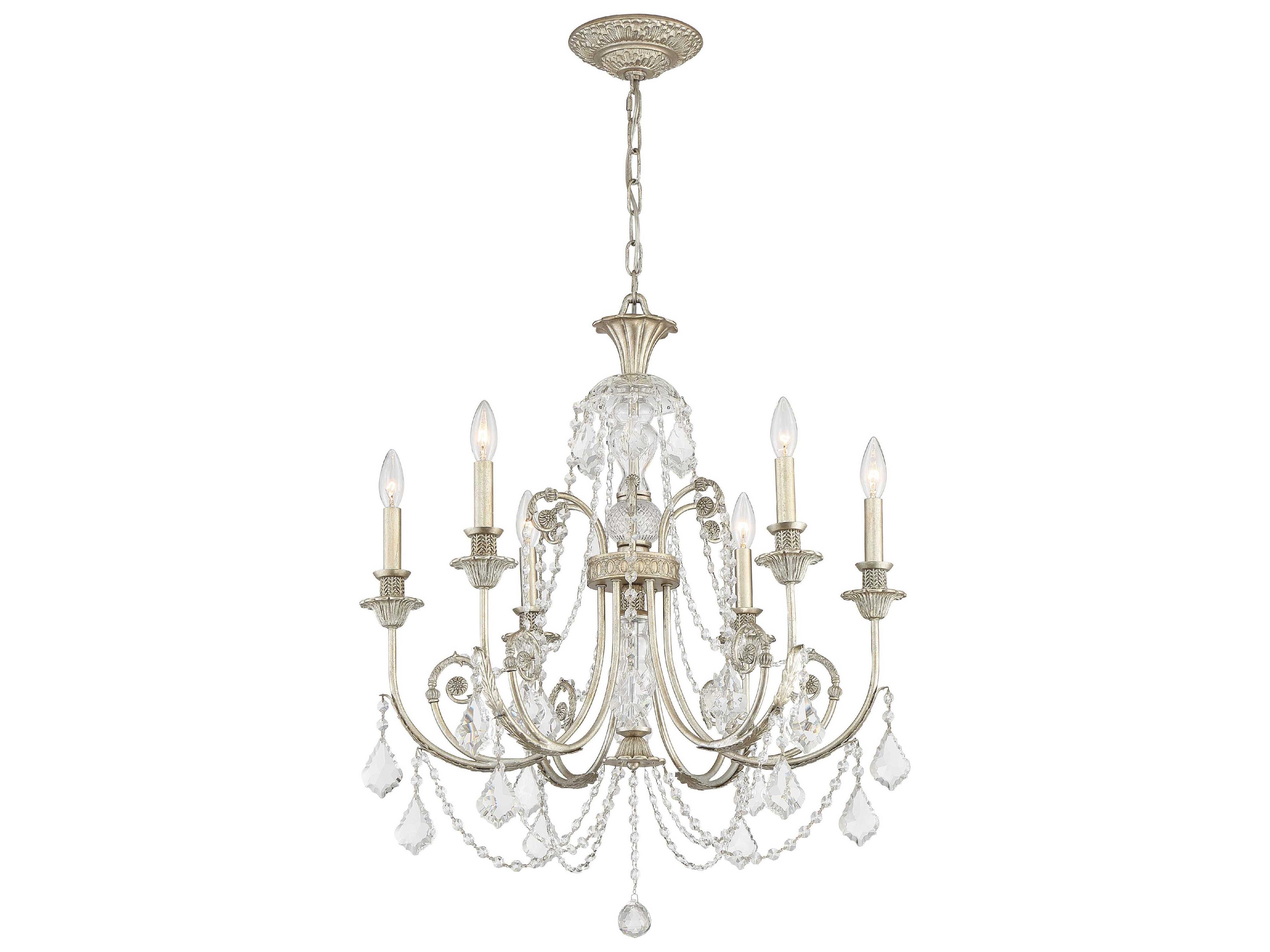 Crystorama Regis 6-Light Silver Crystal Candelabra Chandelier