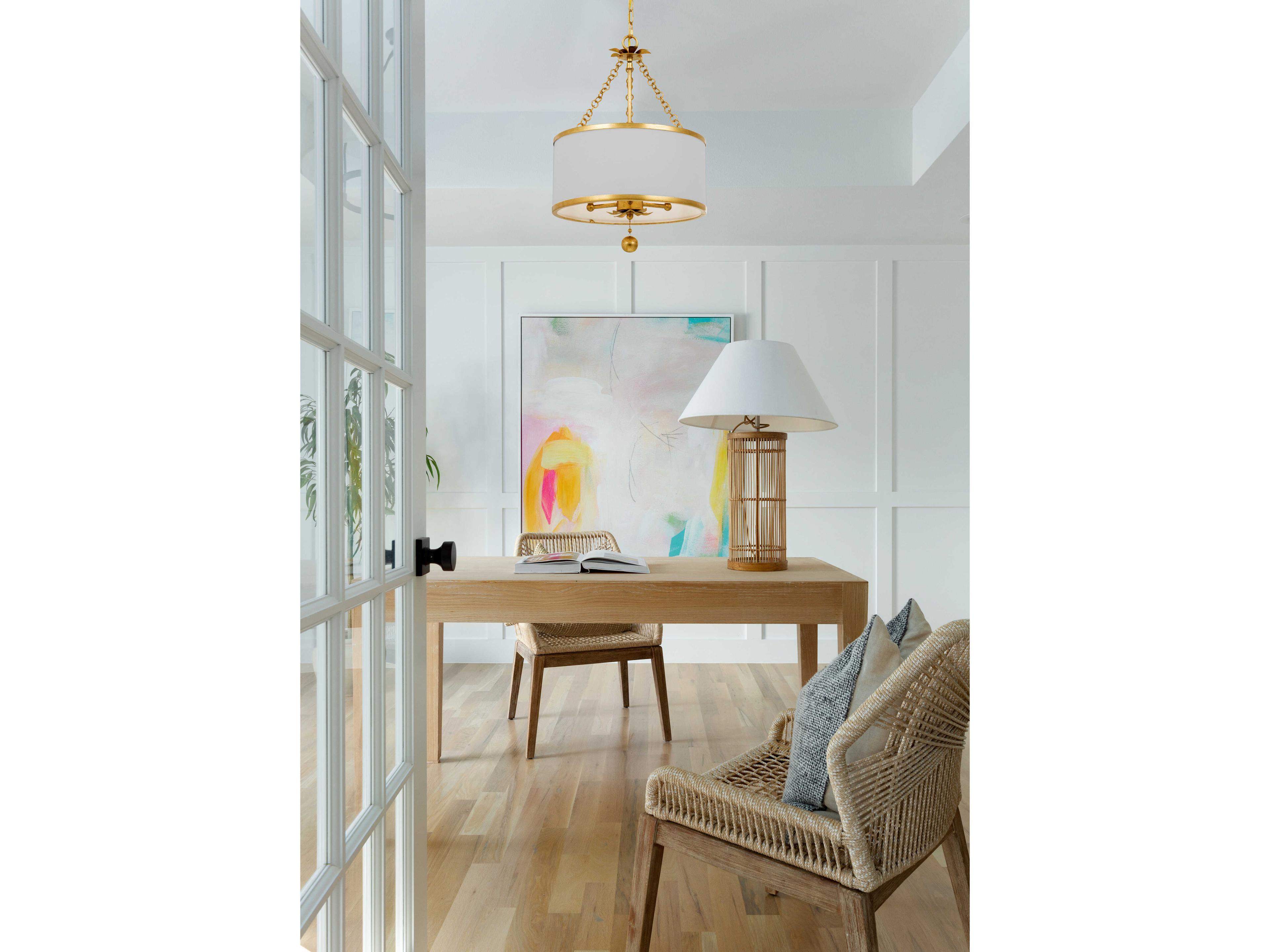 Crystorama Broche 3-Light Gold Candelabra Drum Chandelier