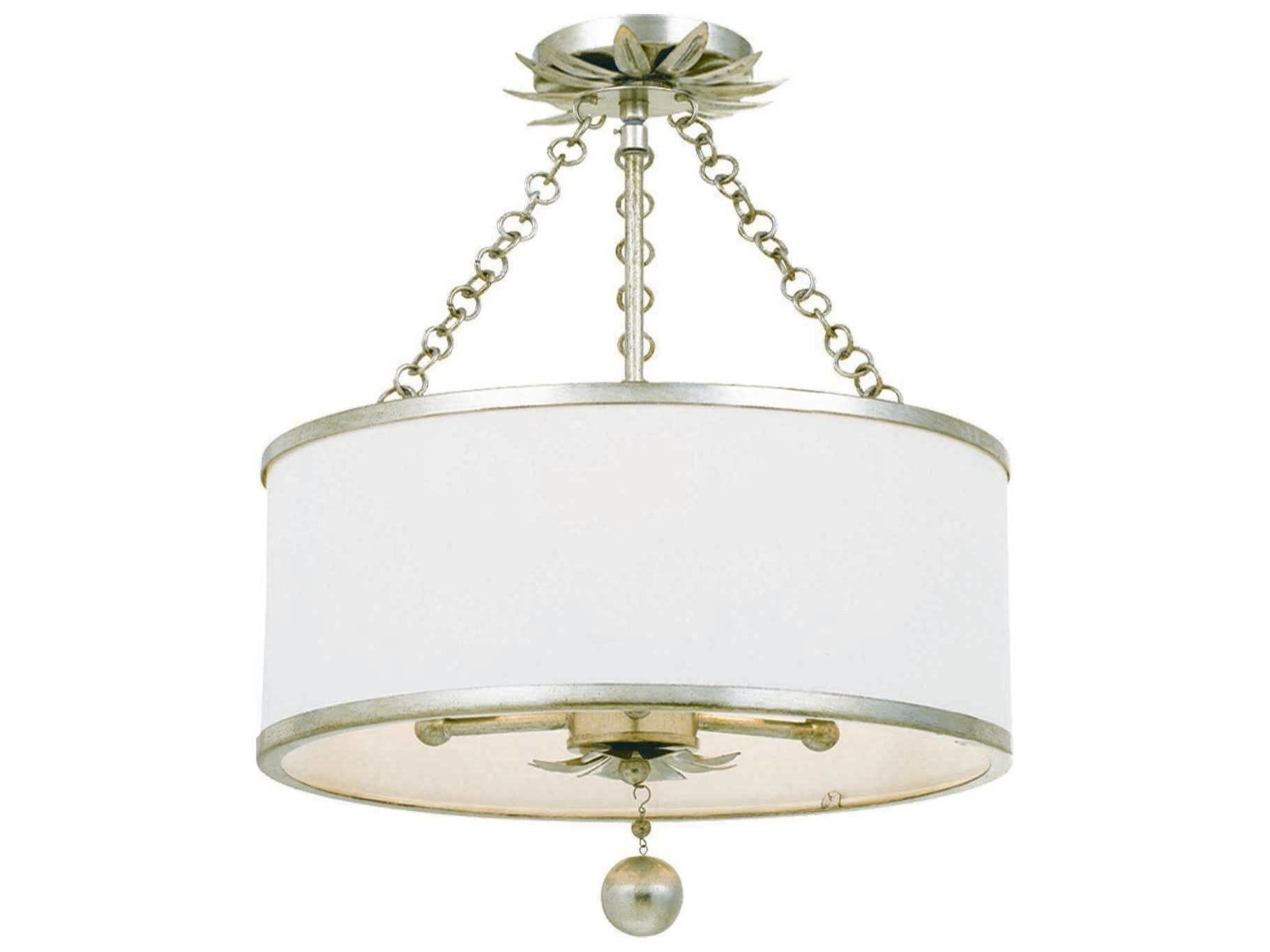 Crystorama Broche 3-Light White Drum Semi Flush Mount