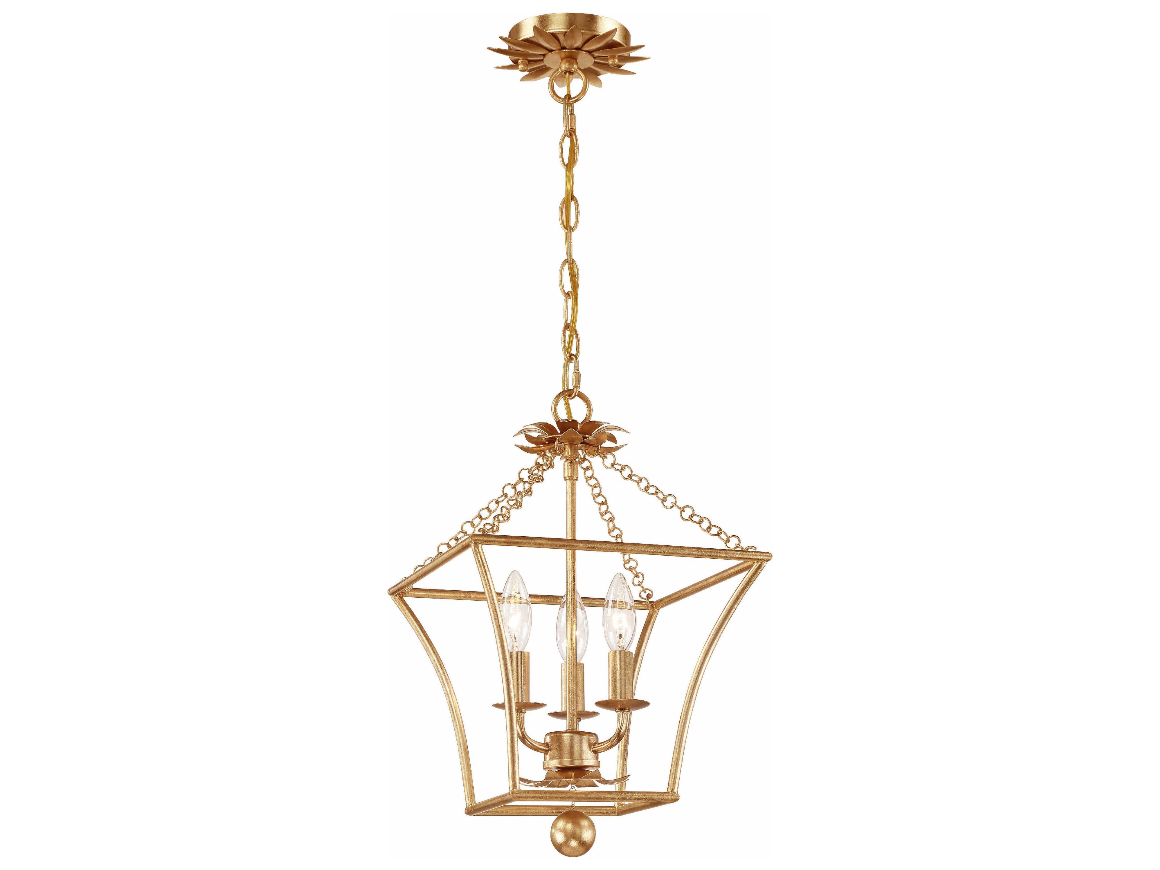 Crystorama Broche 3-Light Antique Gold Candelabra Chandelier
