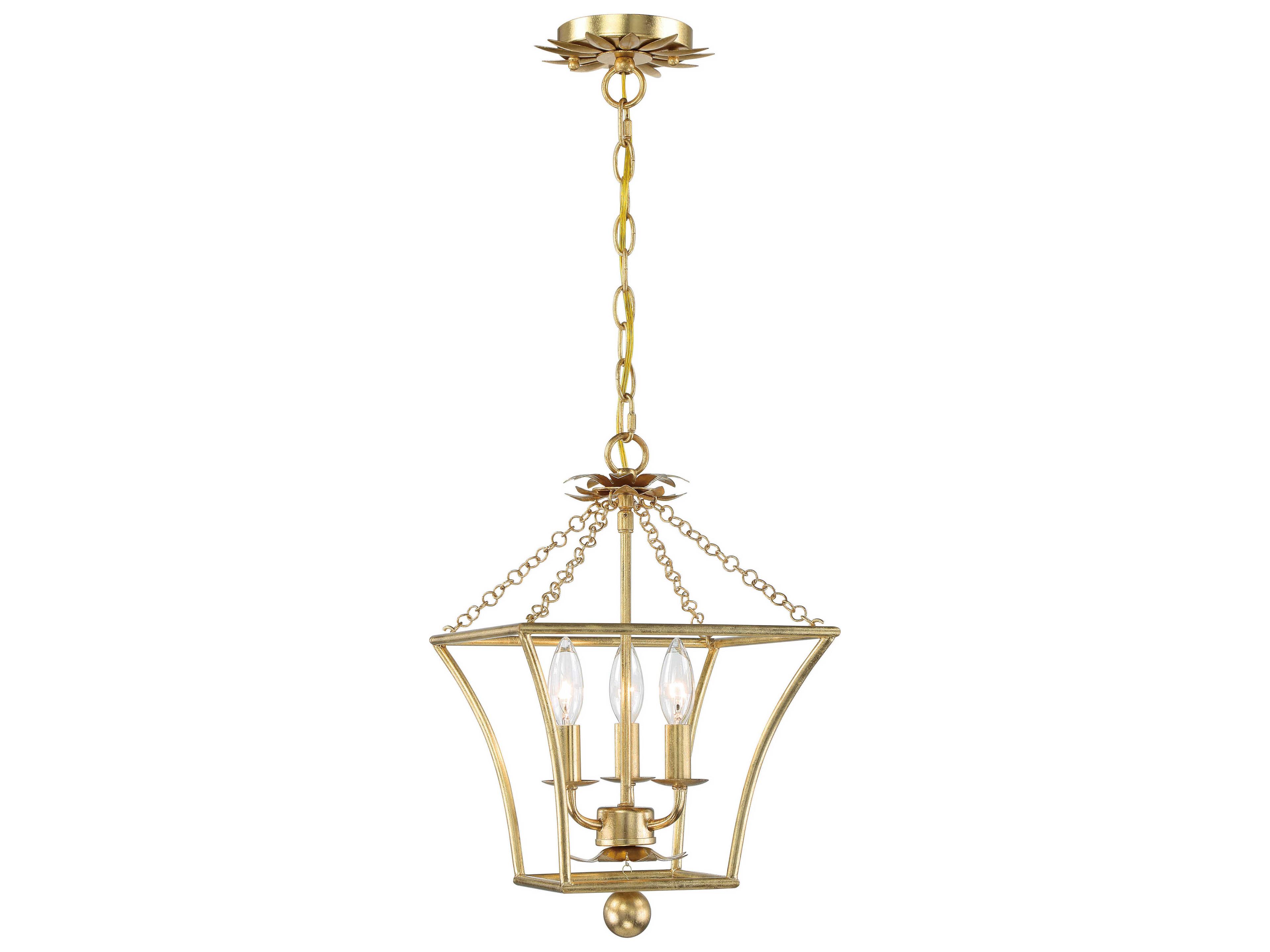 Crystorama Broche 3-Light Antique Gold Candelabra Chandelier