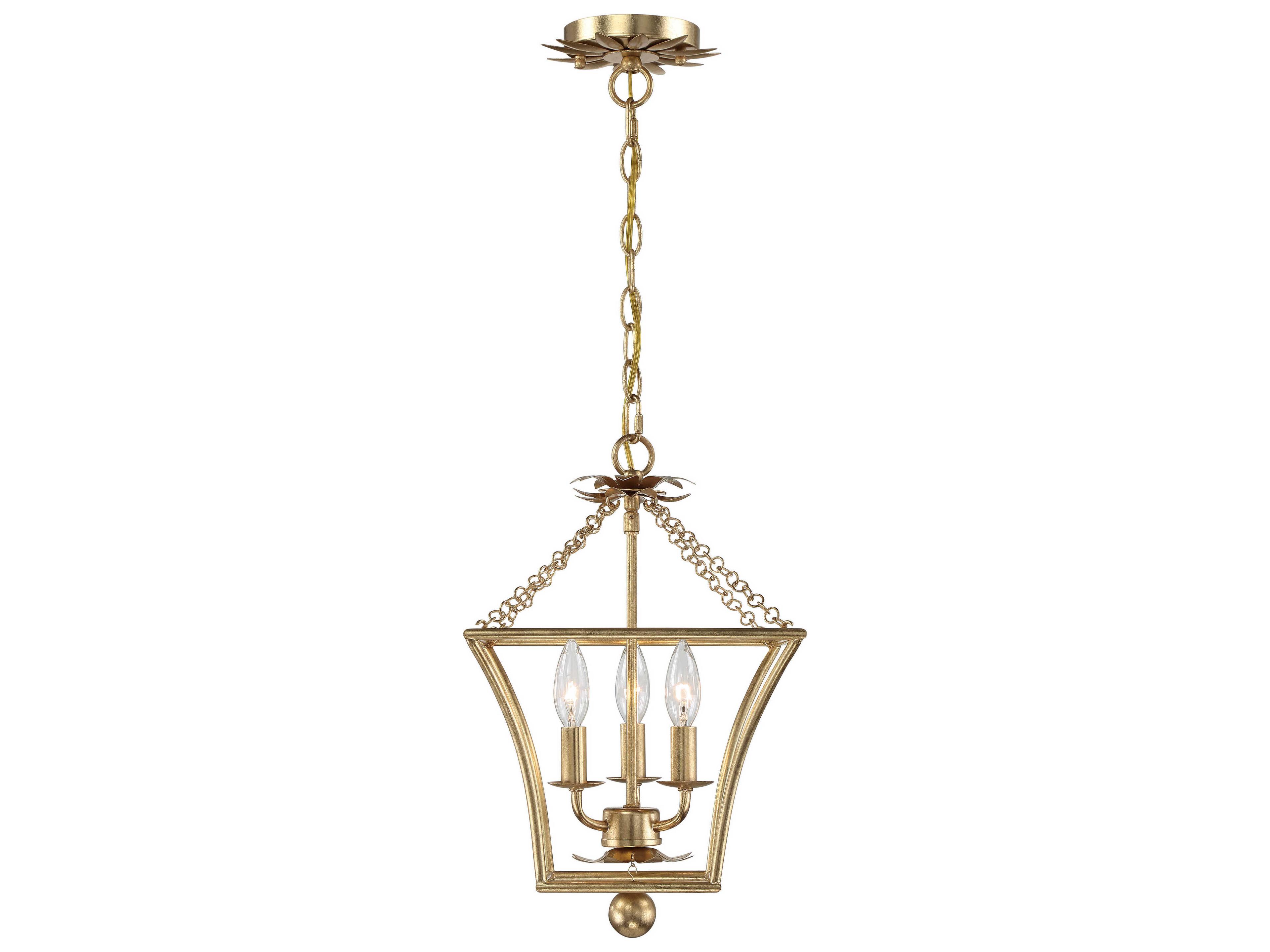 Crystorama Broche 3-Light Antique Gold Candelabra Chandelier