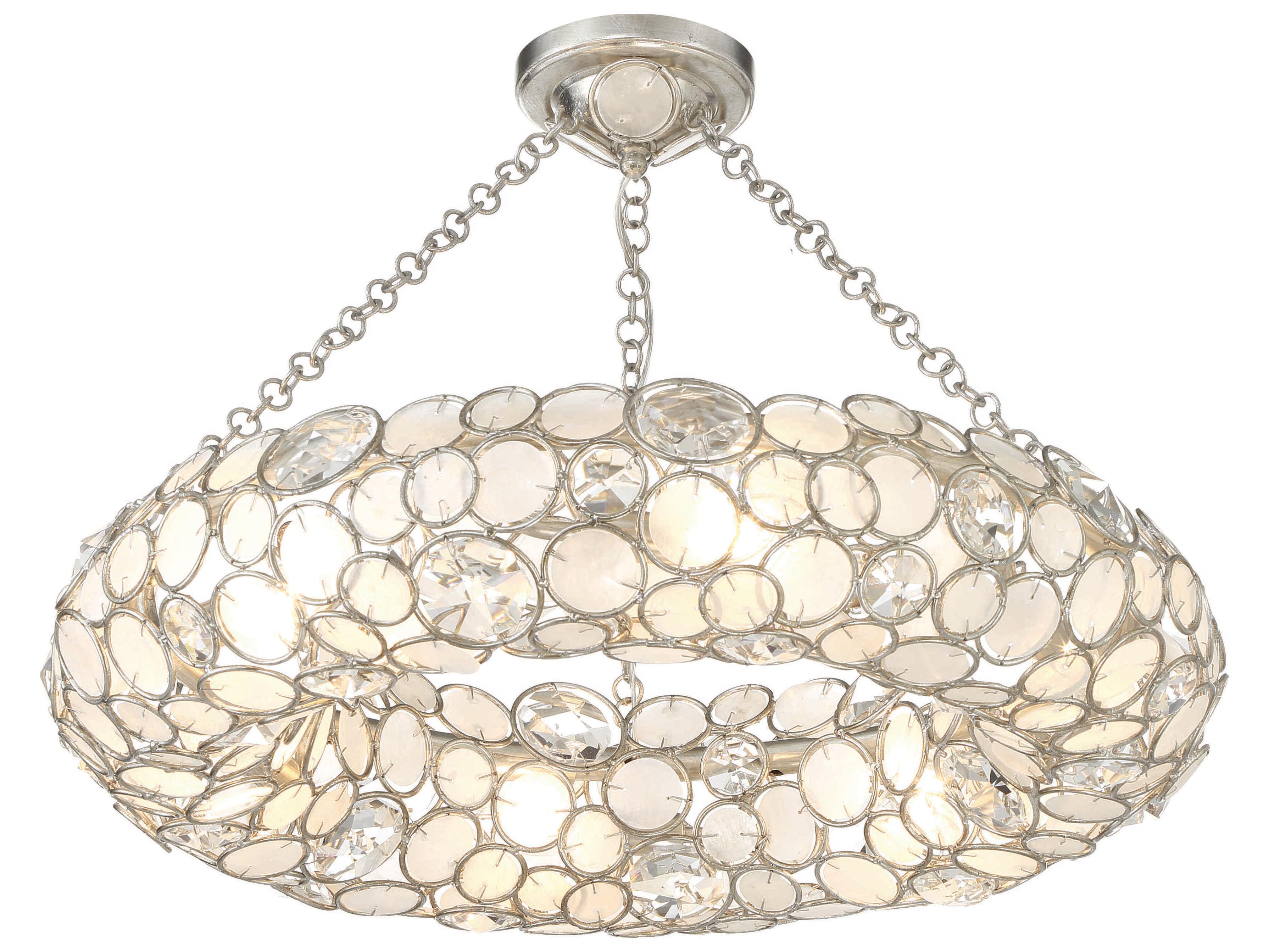 Crystorama Palla 6-Light Antique Silver Semi Flush Mount