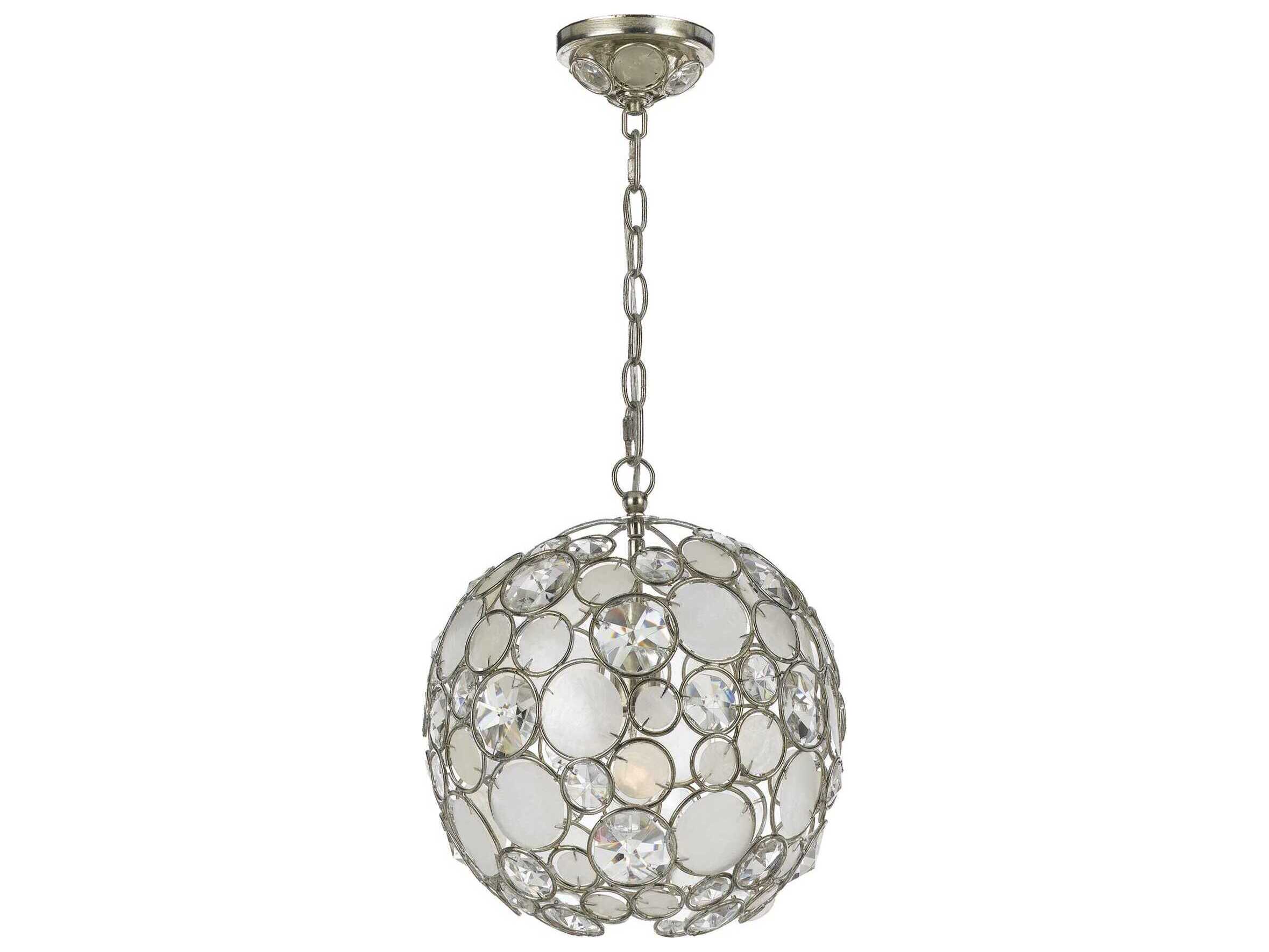 Crystorama Palla 1-Light Antique Silver Crystal Globe Round Pendant