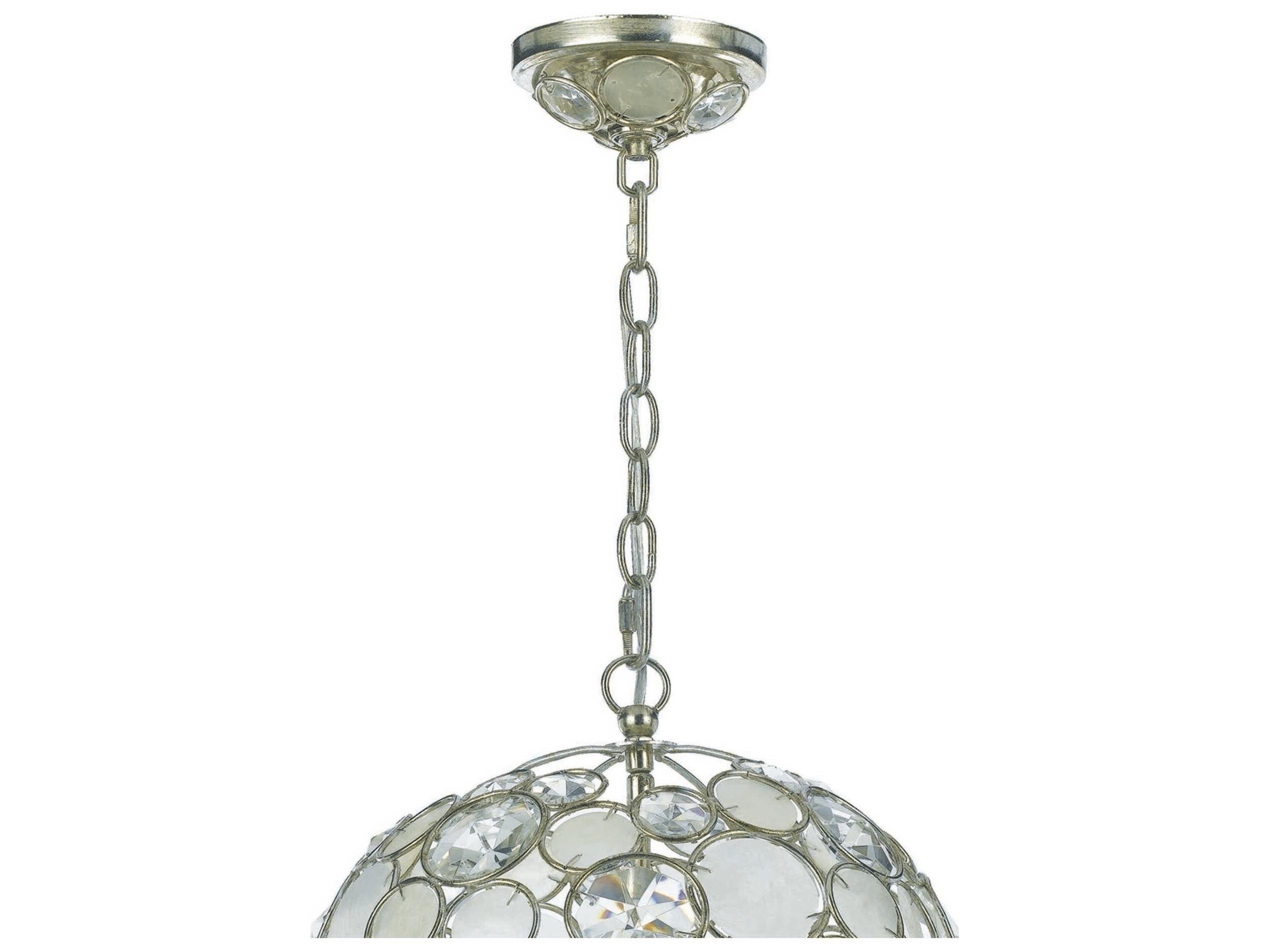 Crystorama Palla 1-Light Antique Silver Crystal Globe Round Pendant