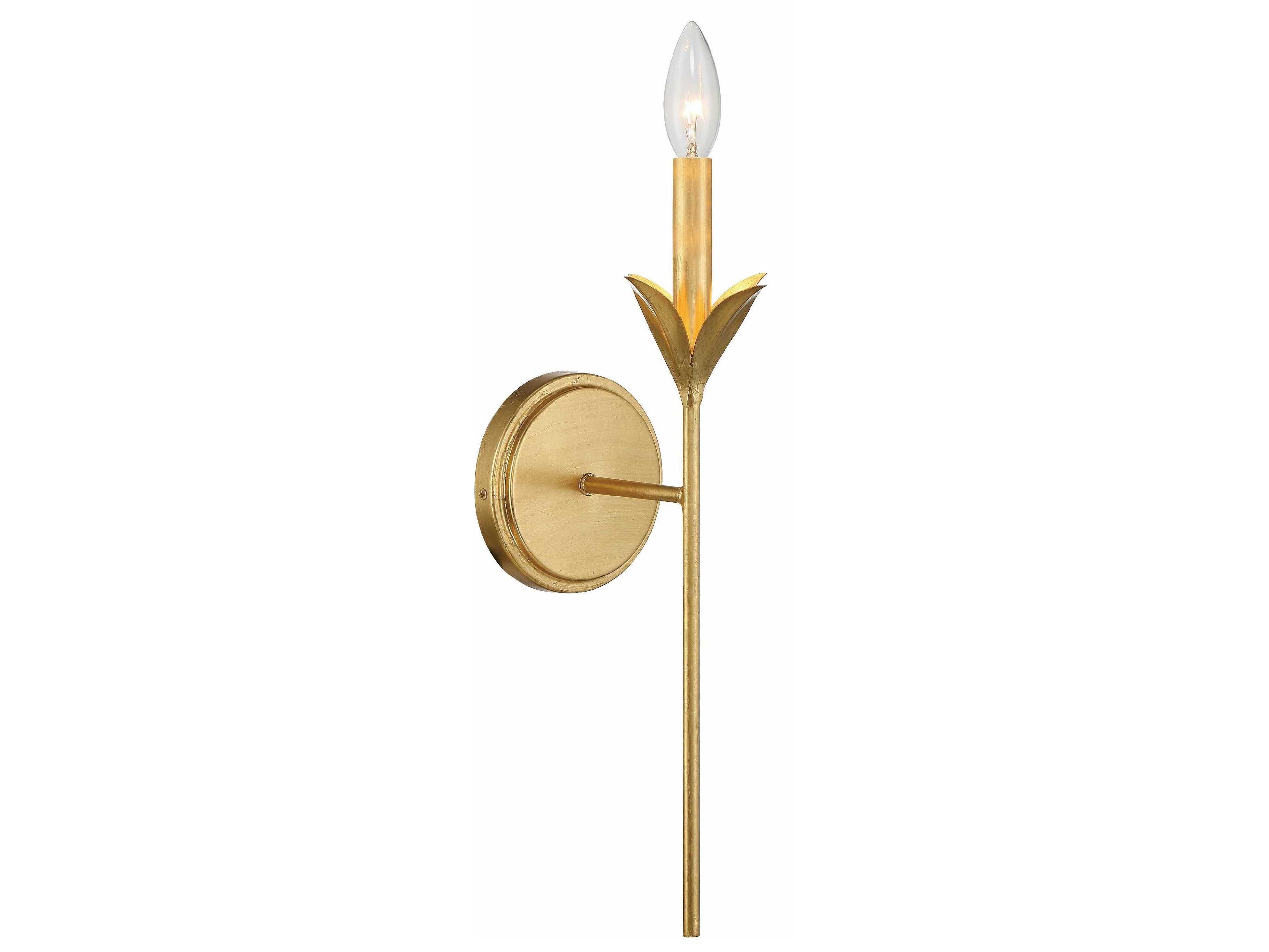 Crystorama Broche 1-Light Antique Gold Wall Sconce