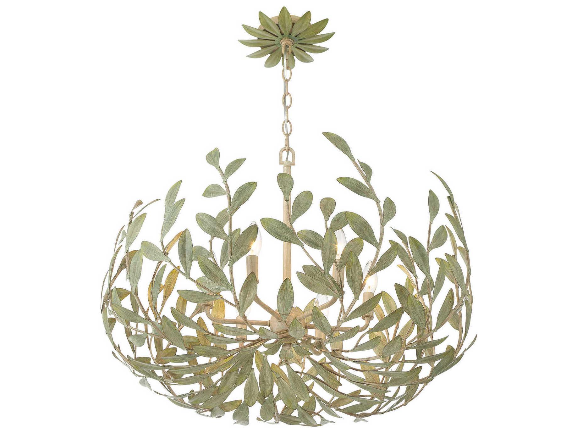 Crystorama Broche 6-Light Champagne Green Tea Candelabra Chandelier