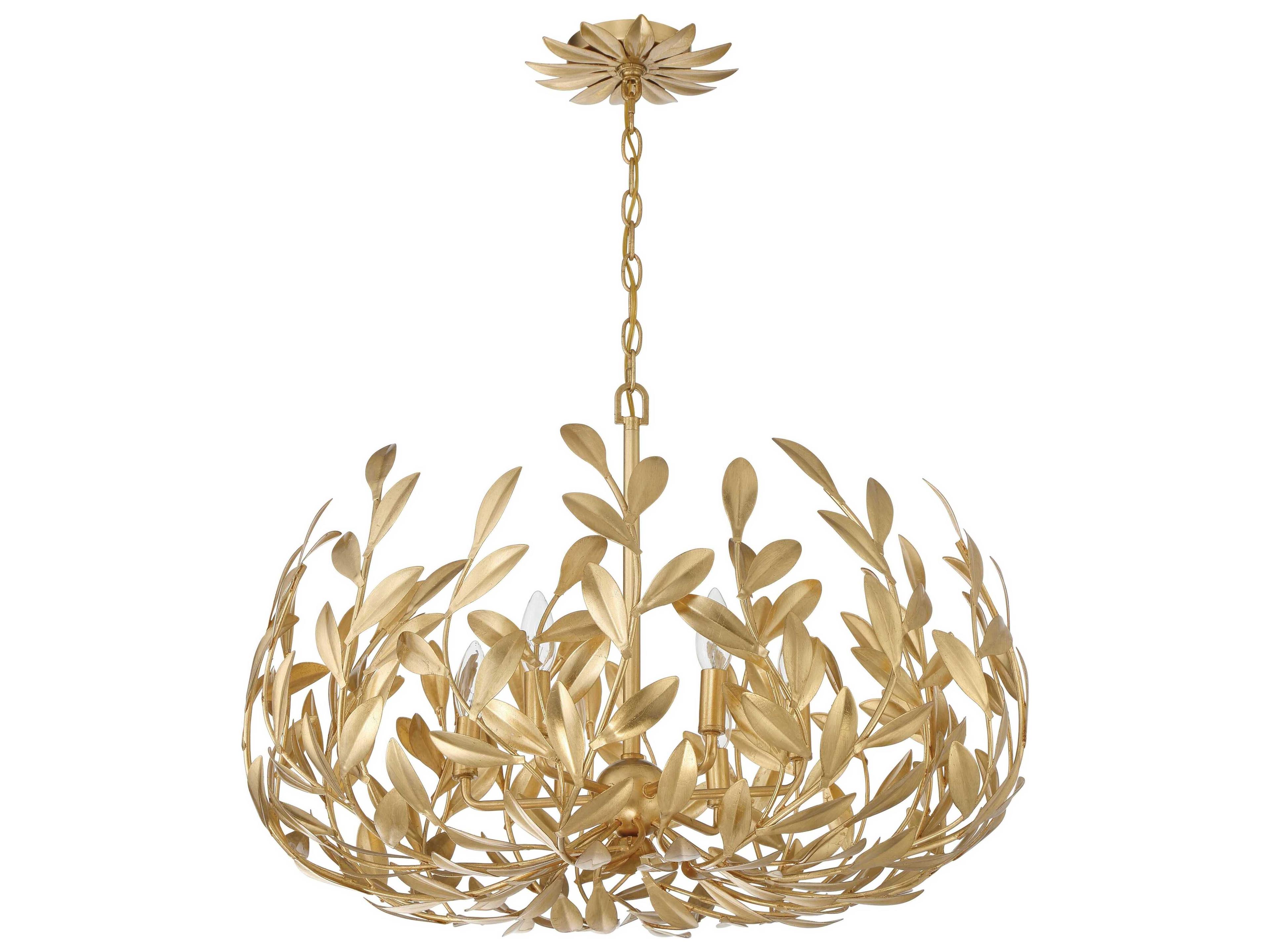 Crystorama Broche 6-Light Antique Gold Candelabra Chandelier