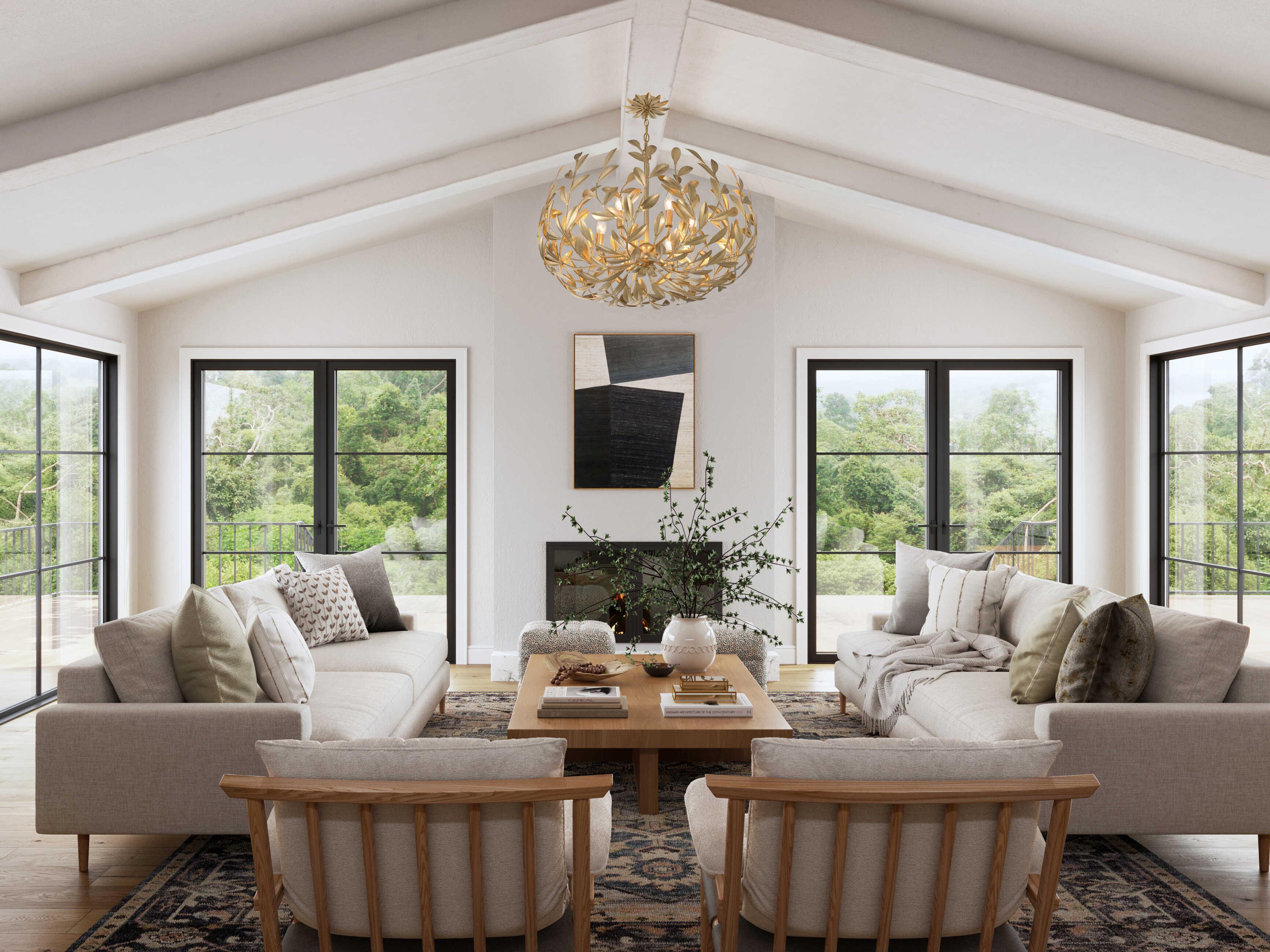 Crystorama Broche 6-Light Antique Gold Candelabra Chandelier