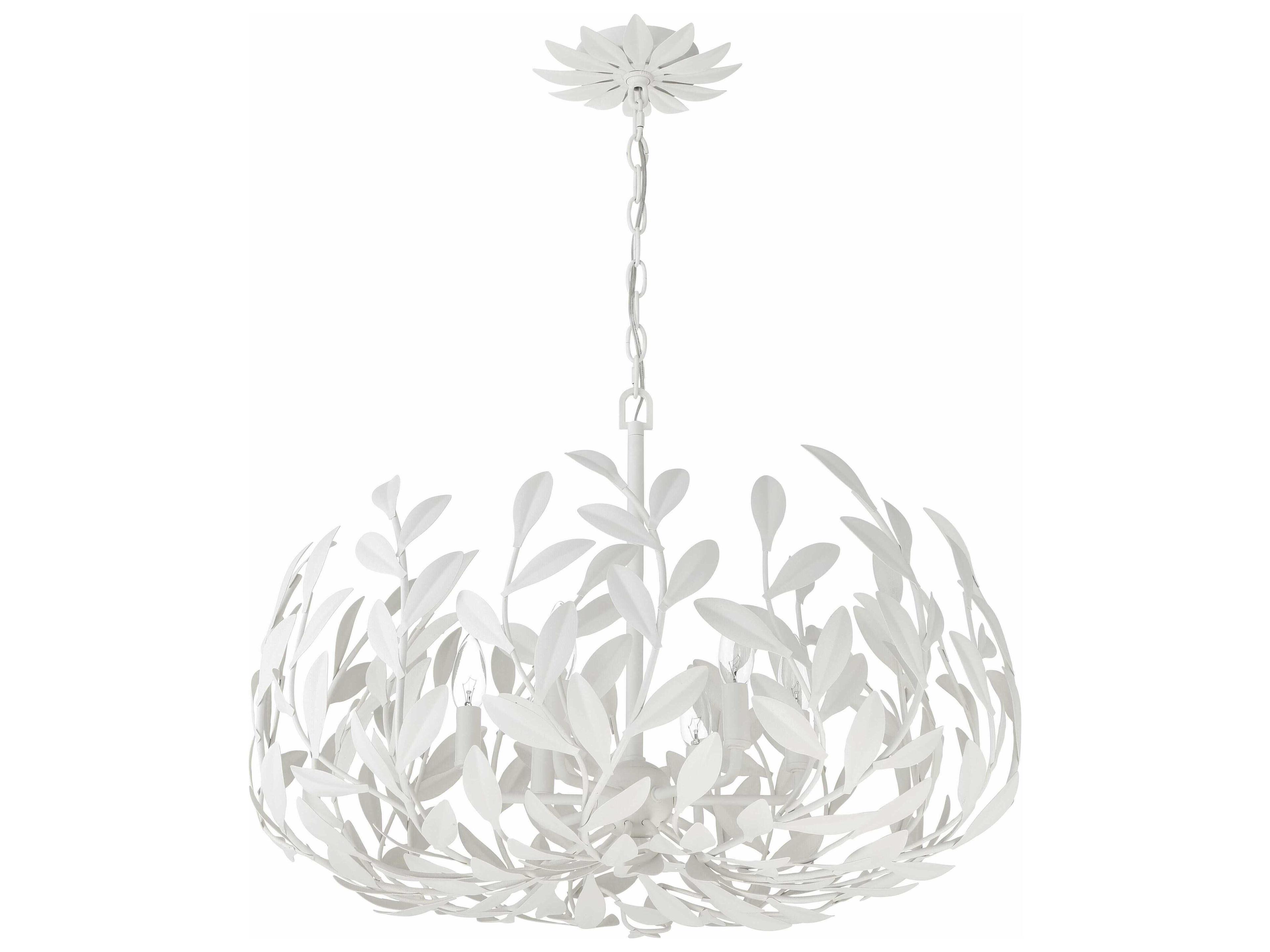 Crystorama Broche 6-Light Matte White Candelabra Chandelier