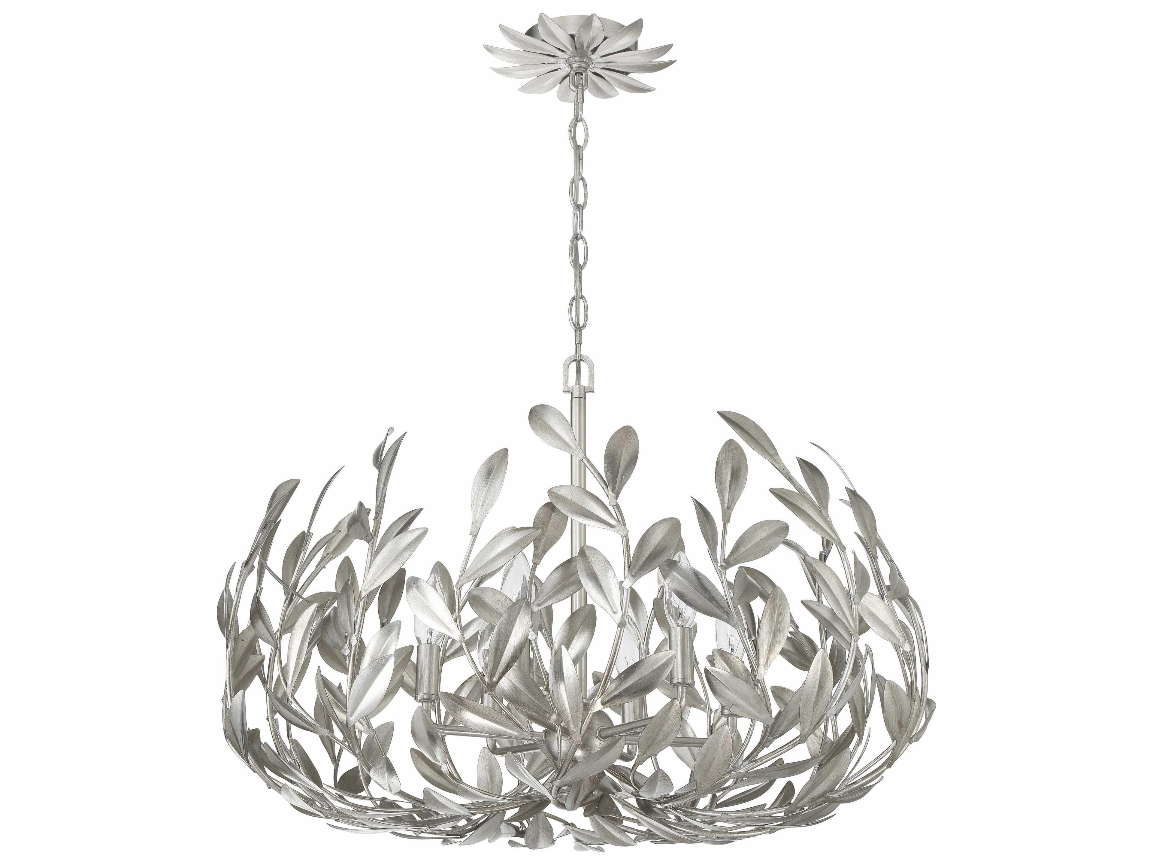 Crystorama Broche 6-Light Antique Silver Candelabra Chandelier