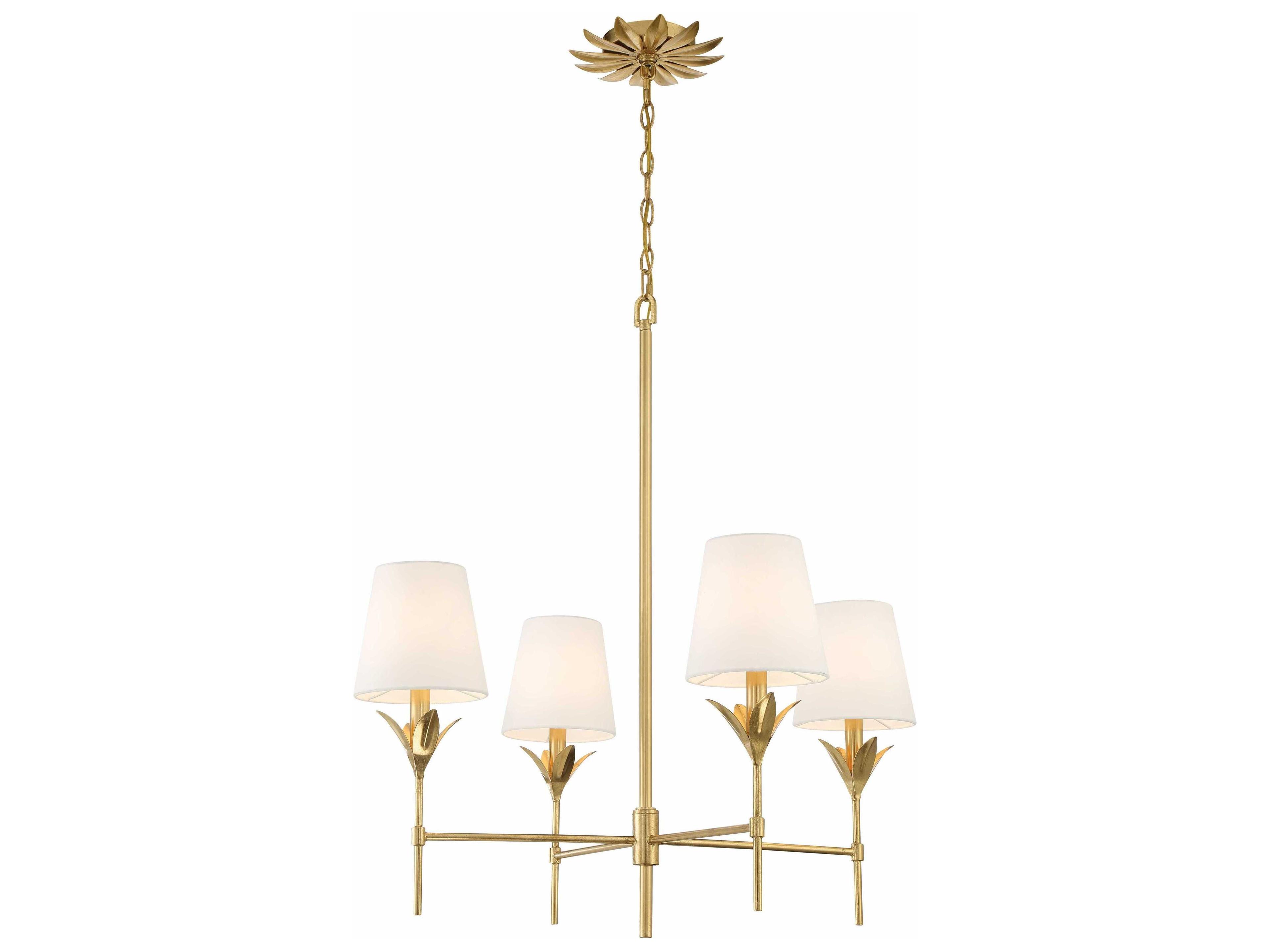 Crystorama Broche 4-Light Antique Gold Candelabra Chandelier