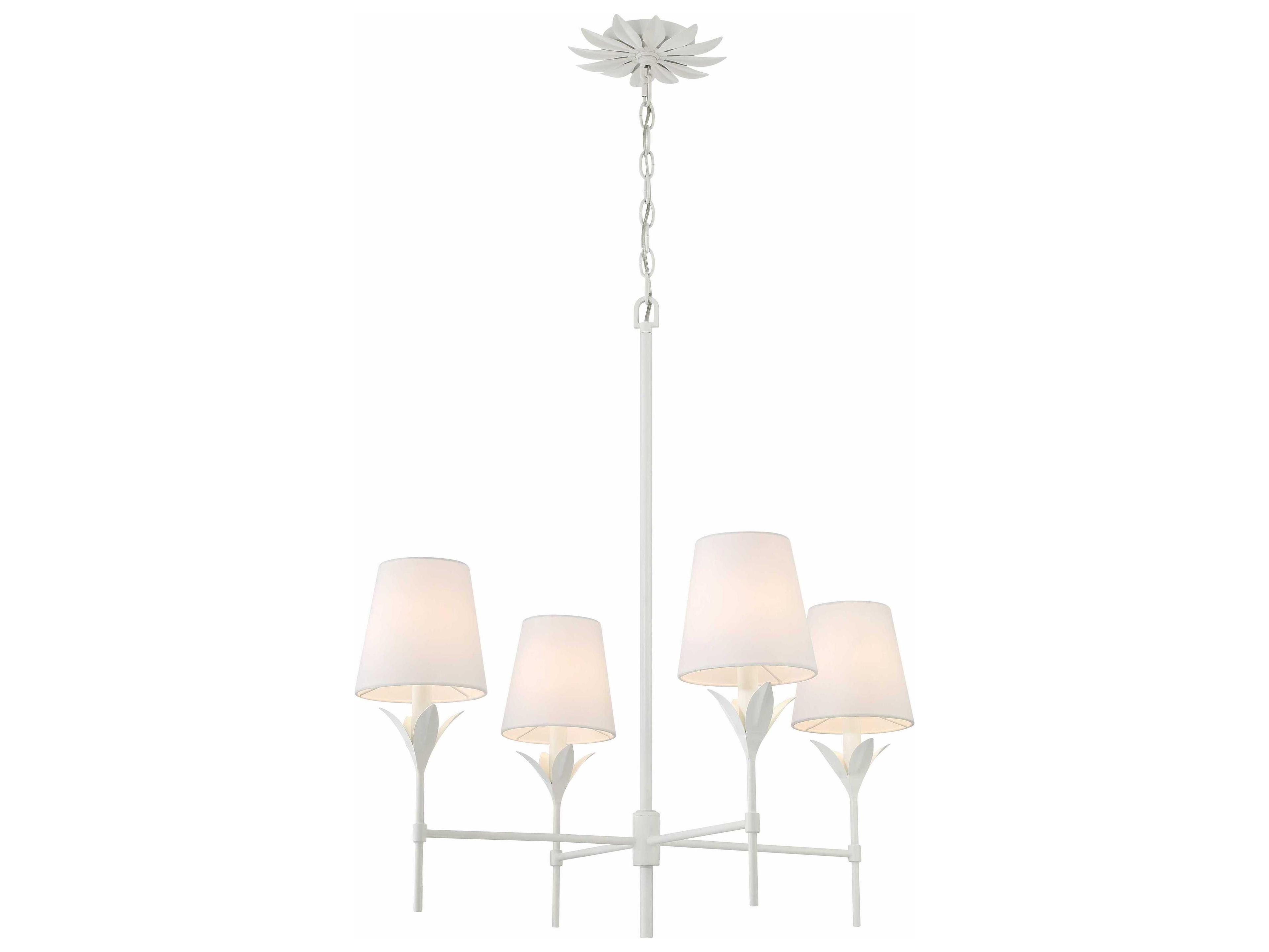 Crystorama Broche 4-Light Matte White Candelabra Chandelier