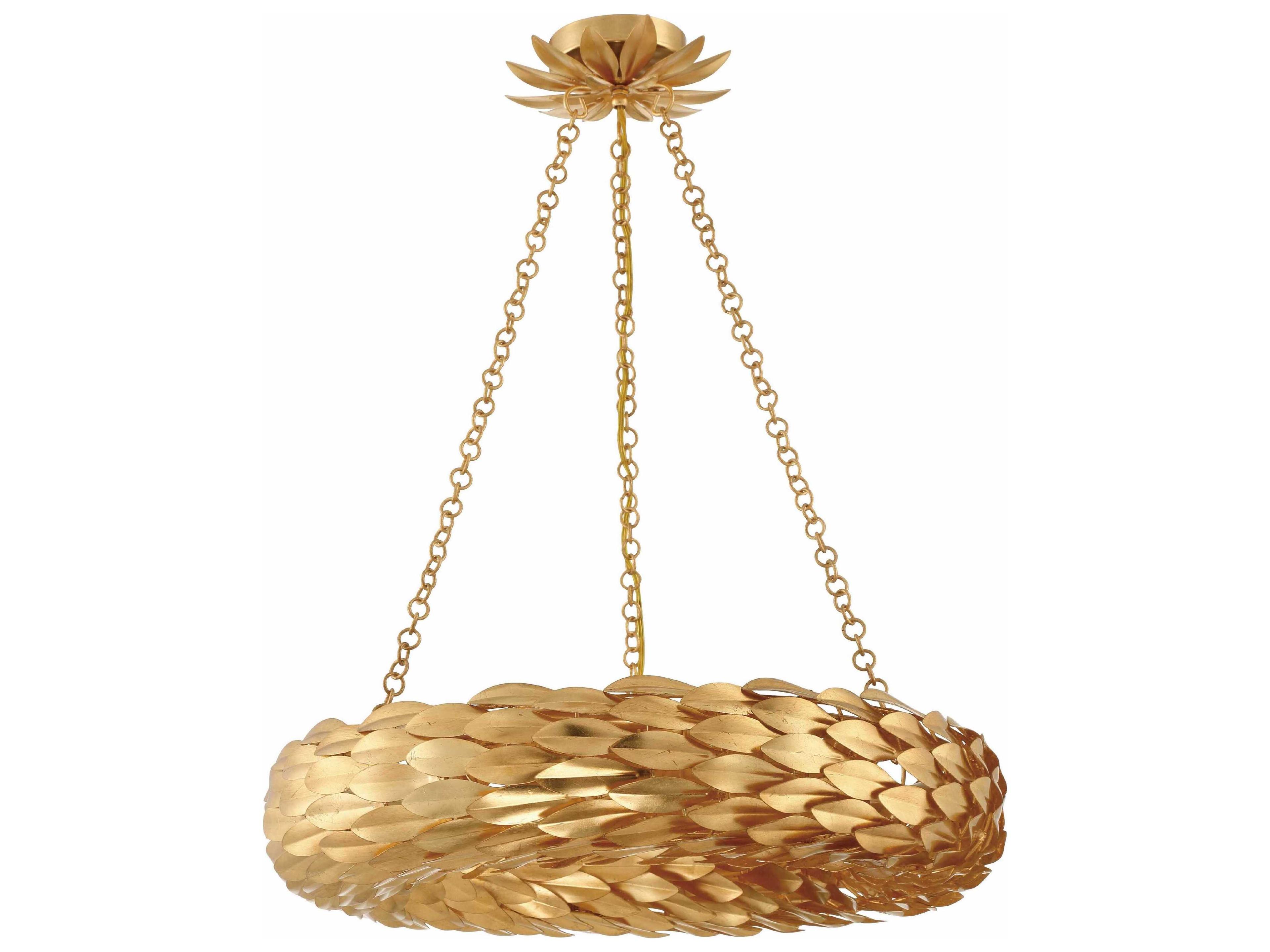 Crystorama Broche 6-Light Antique Gold Round Pendant