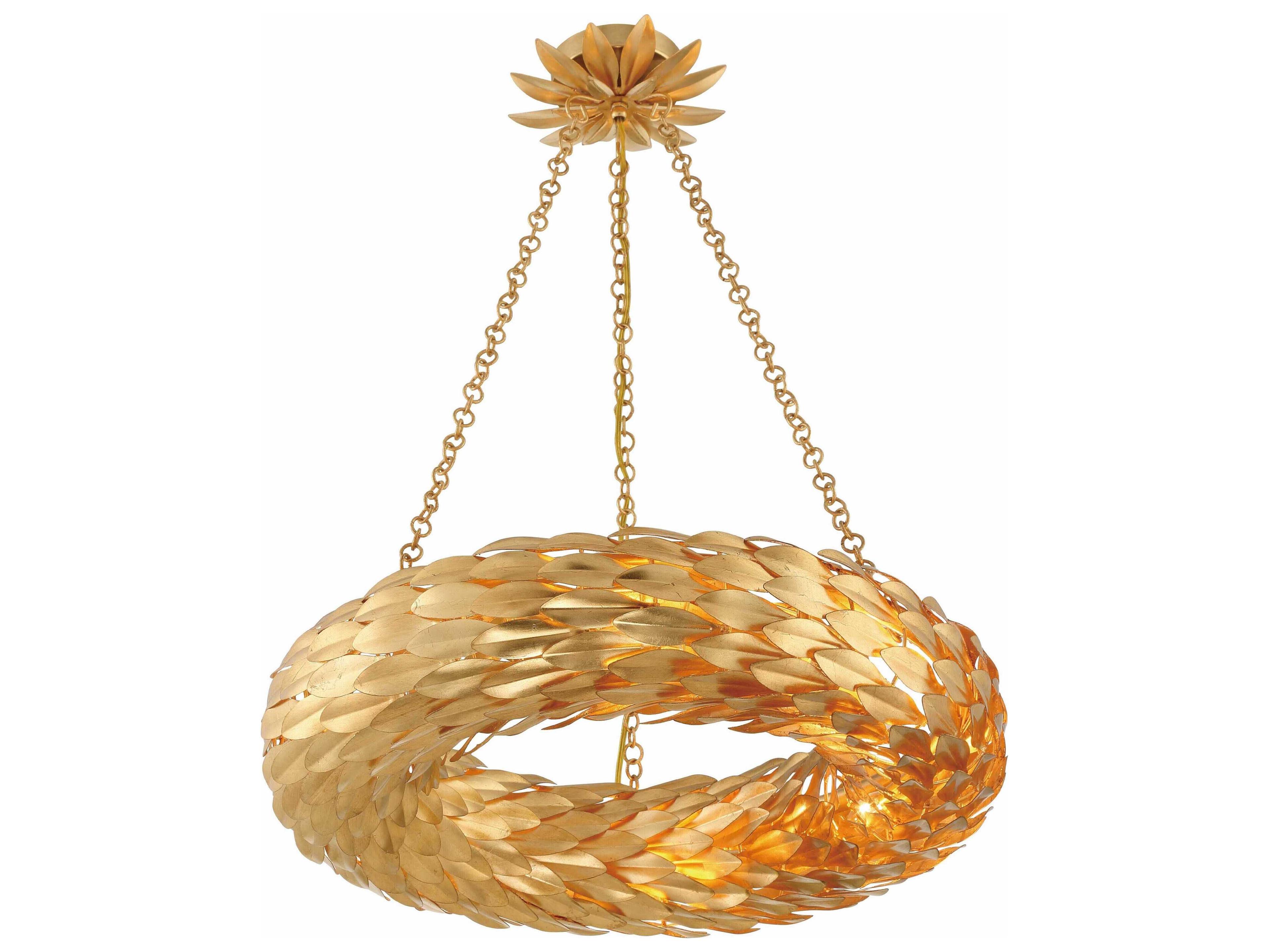 Crystorama Broche 6-Light Antique Gold Round Pendant