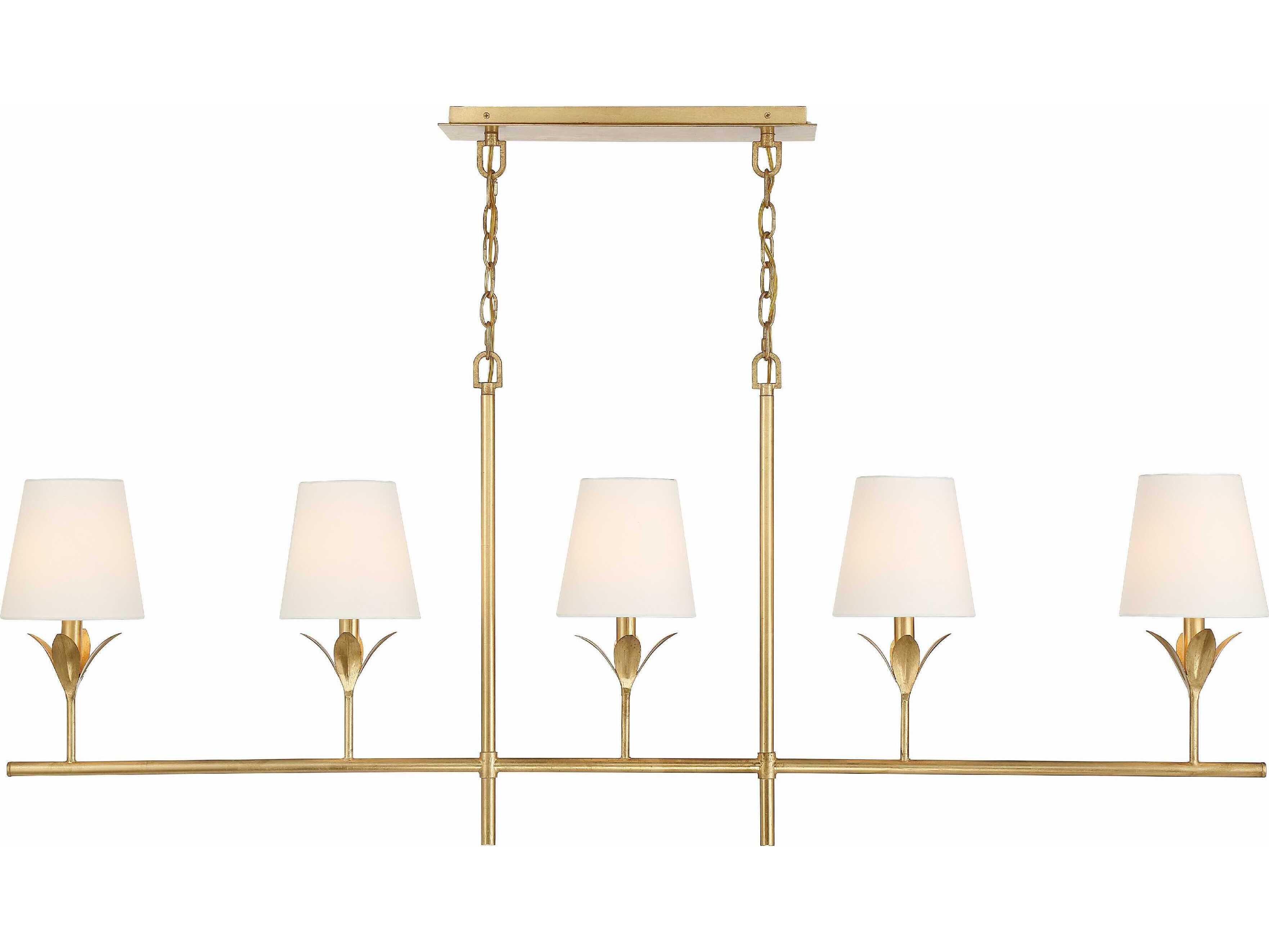 Crystorama Broche 5-Light Antique Gold Linear Island Pendant