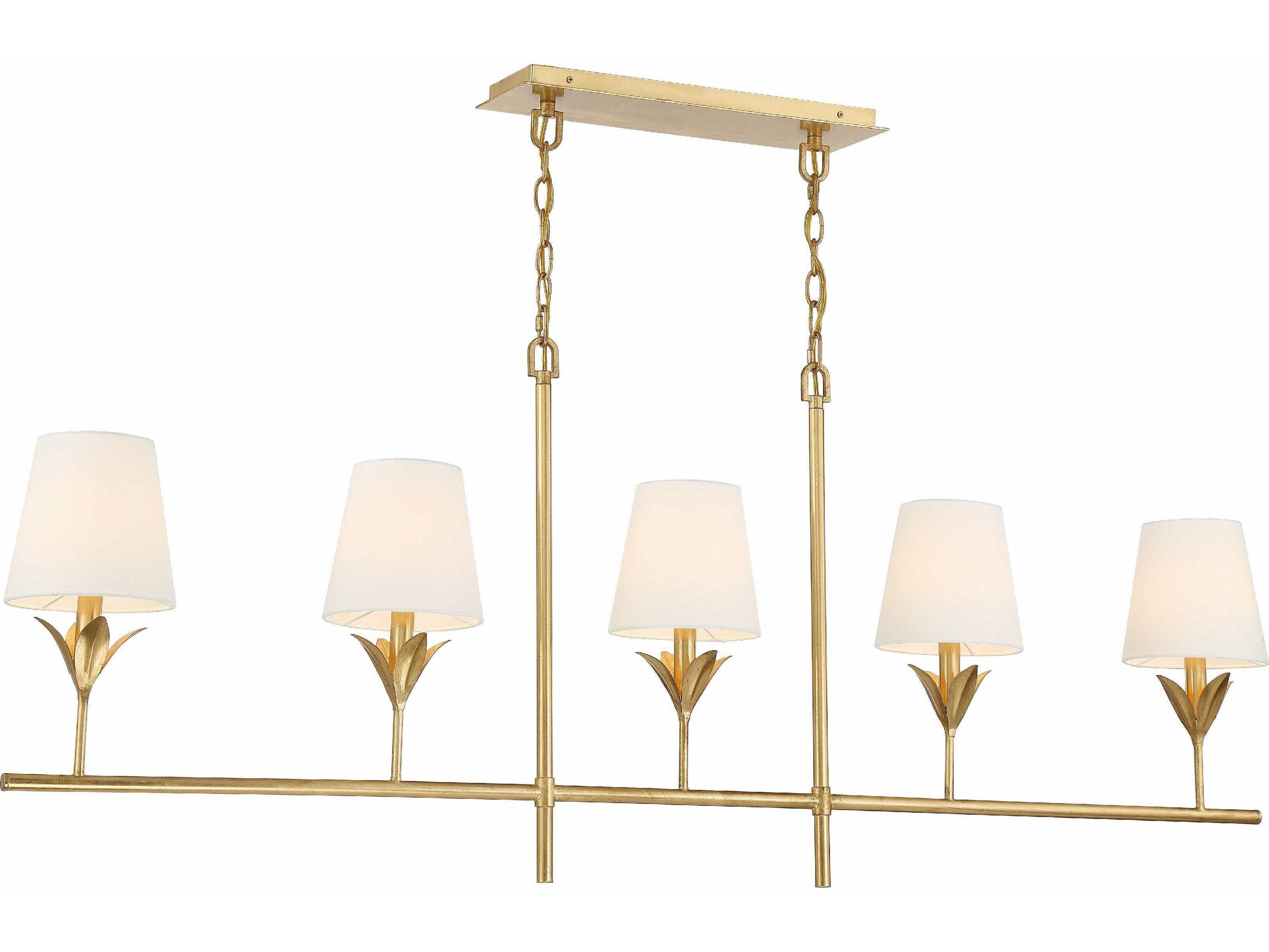 Crystorama Broche 5-Light Antique Gold Linear Island Pendant