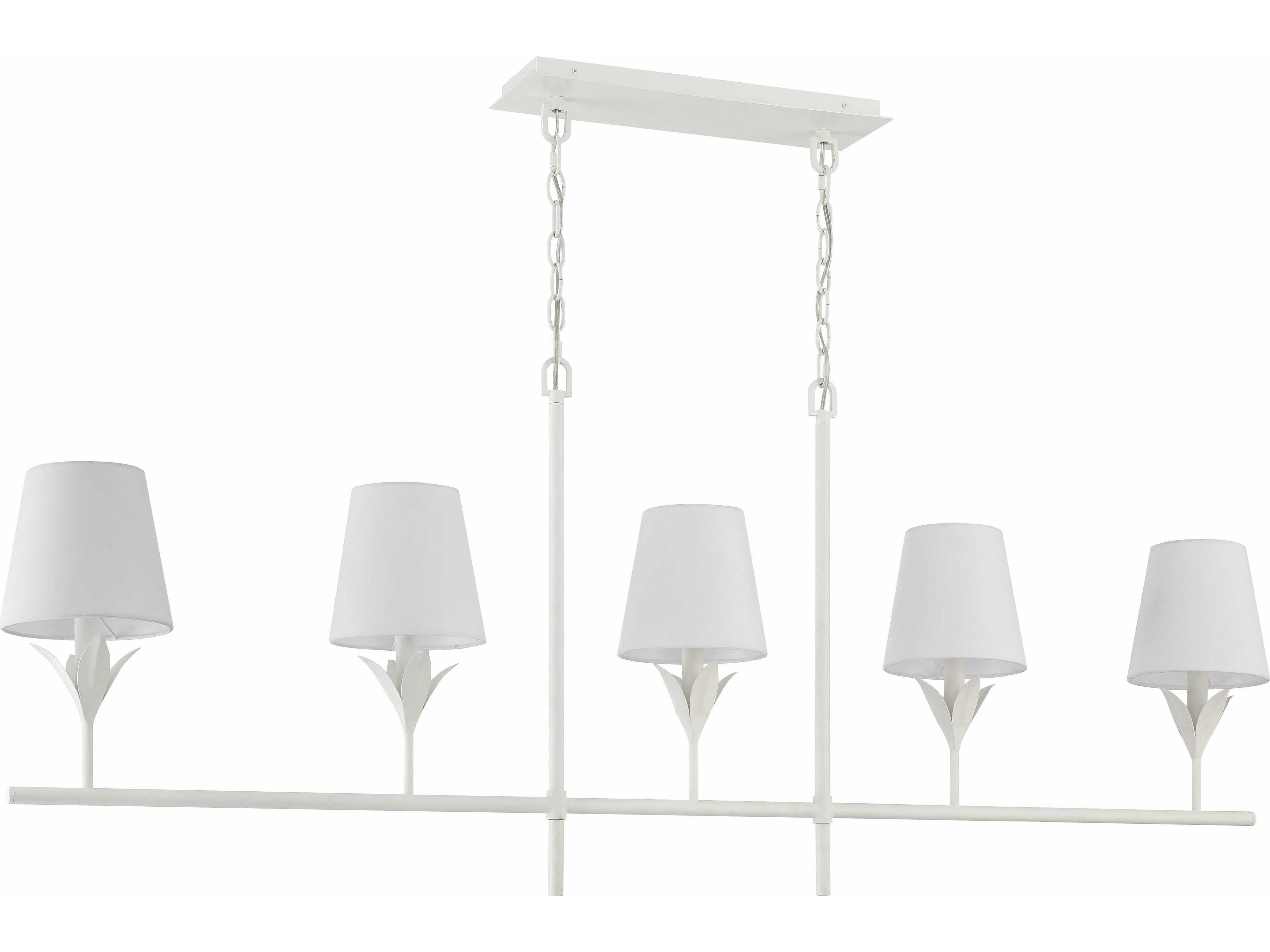 Crystorama Broche 5-Light Matte White Linear Island Pendant