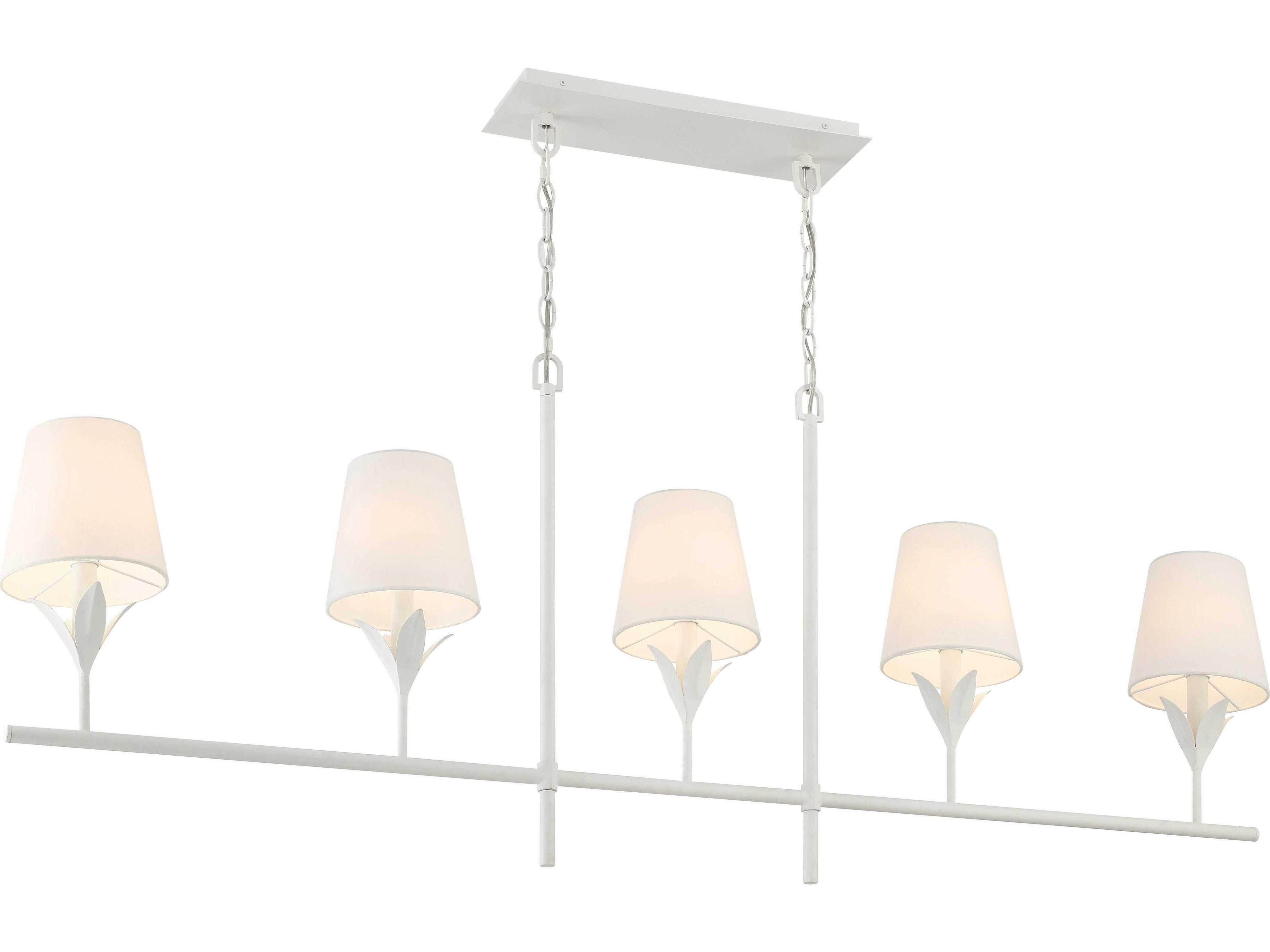 Crystorama Broche 5-Light Matte White Linear Island Pendant