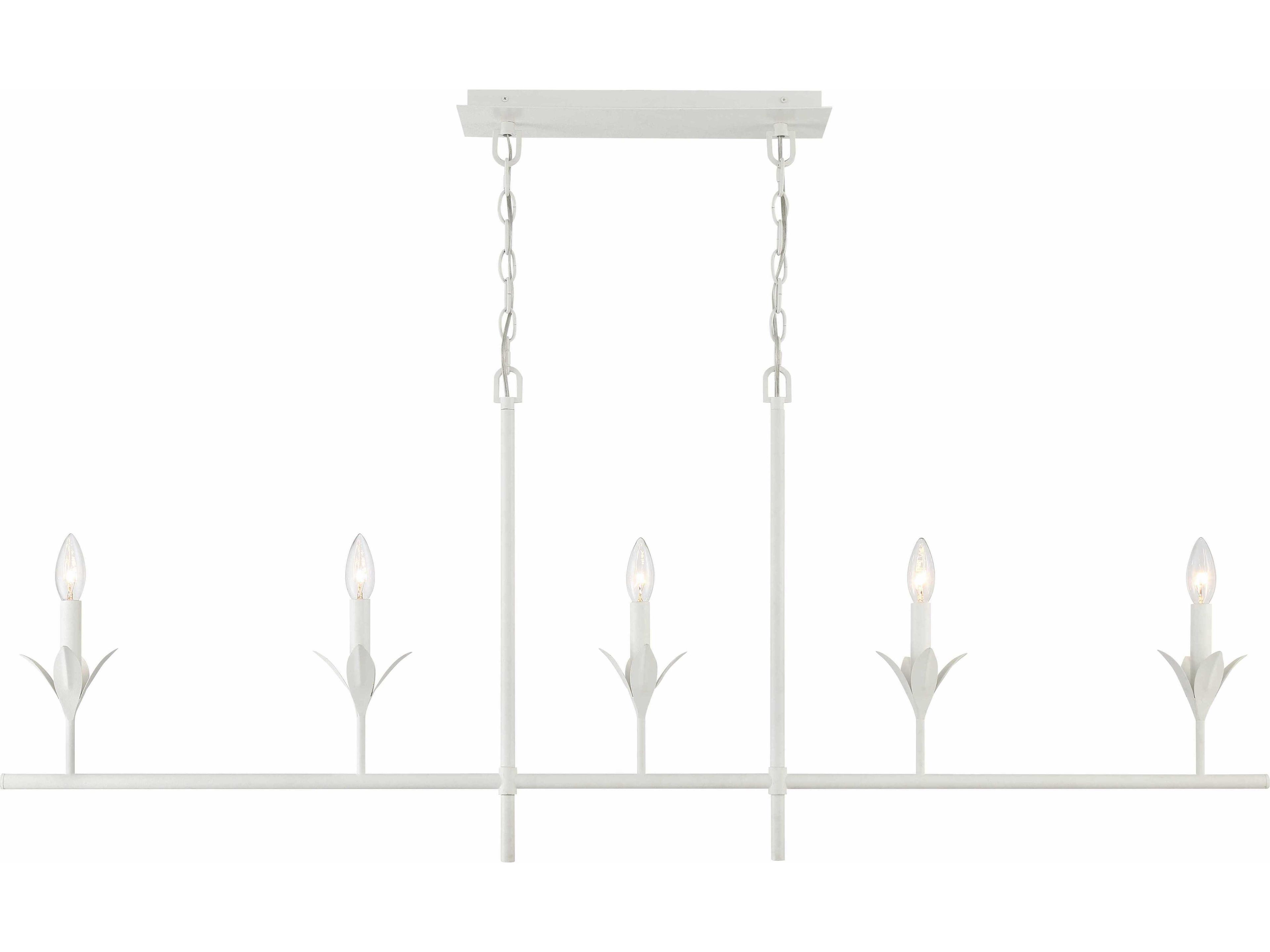 Crystorama Broche 5-Light Matte White Linear Island Pendant