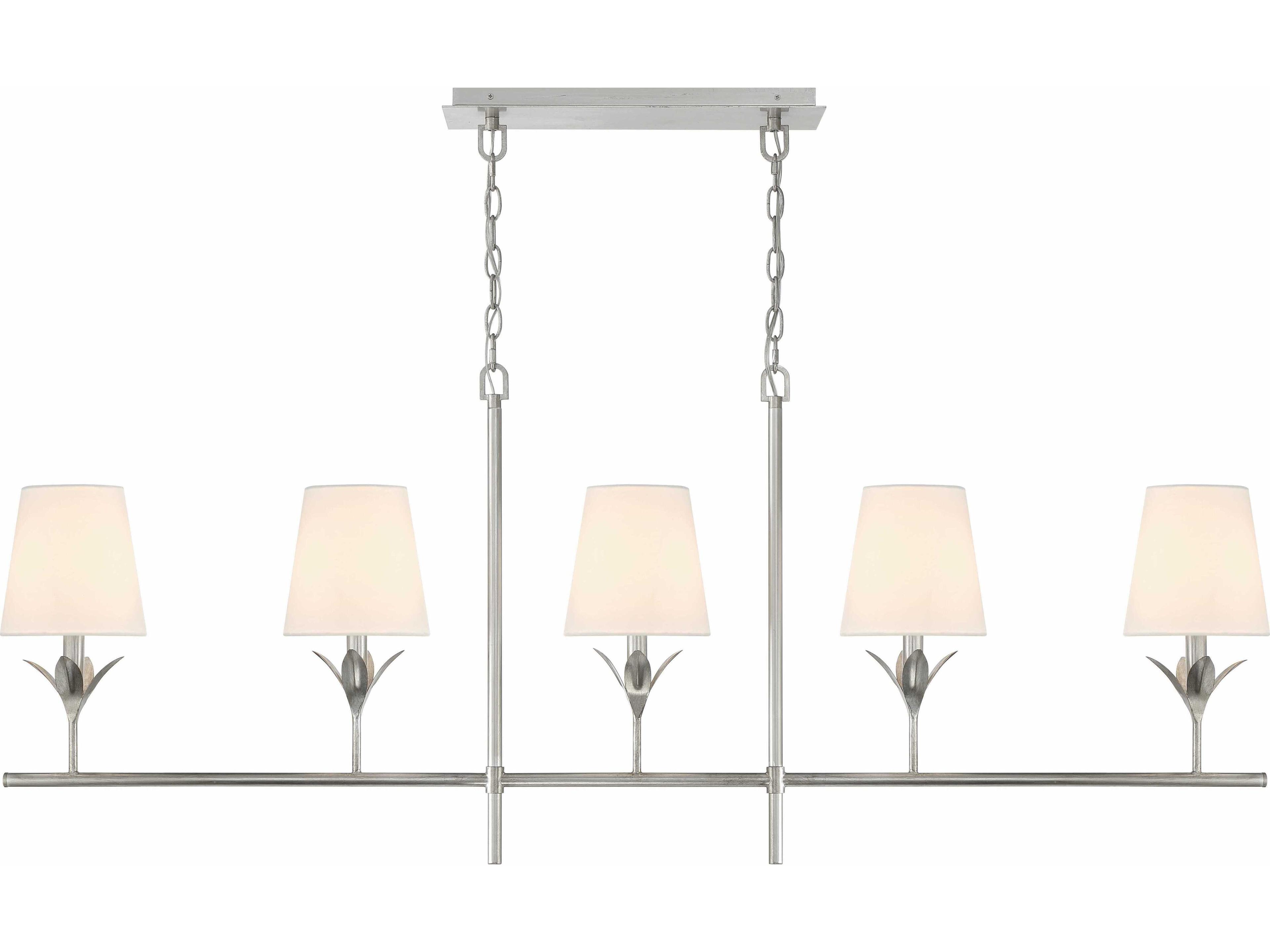Crystorama Broche 5-Light Antique Silver Linear Island Pendant