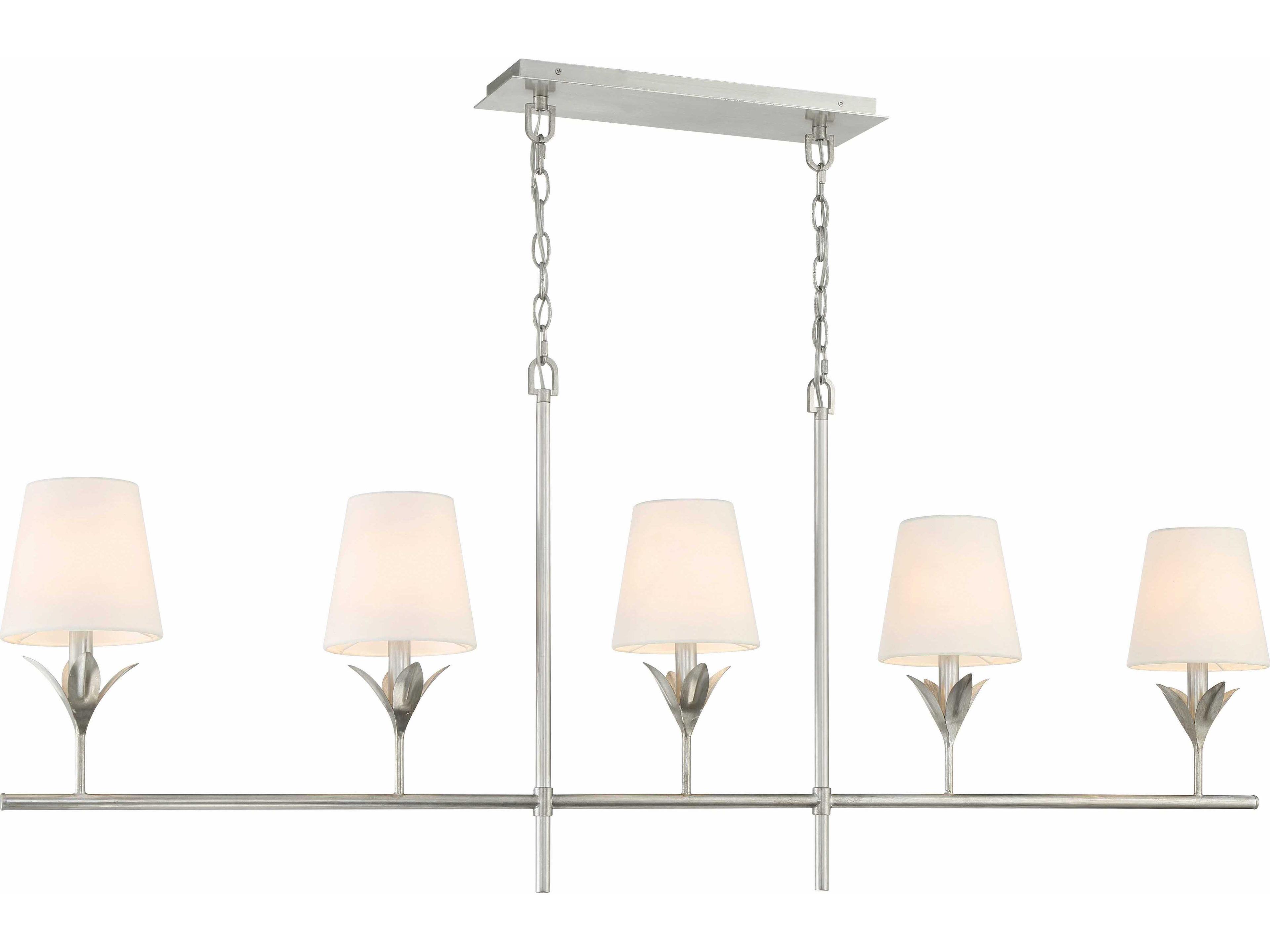 Crystorama Broche 5-Light Antique Silver Linear Island Pendant
