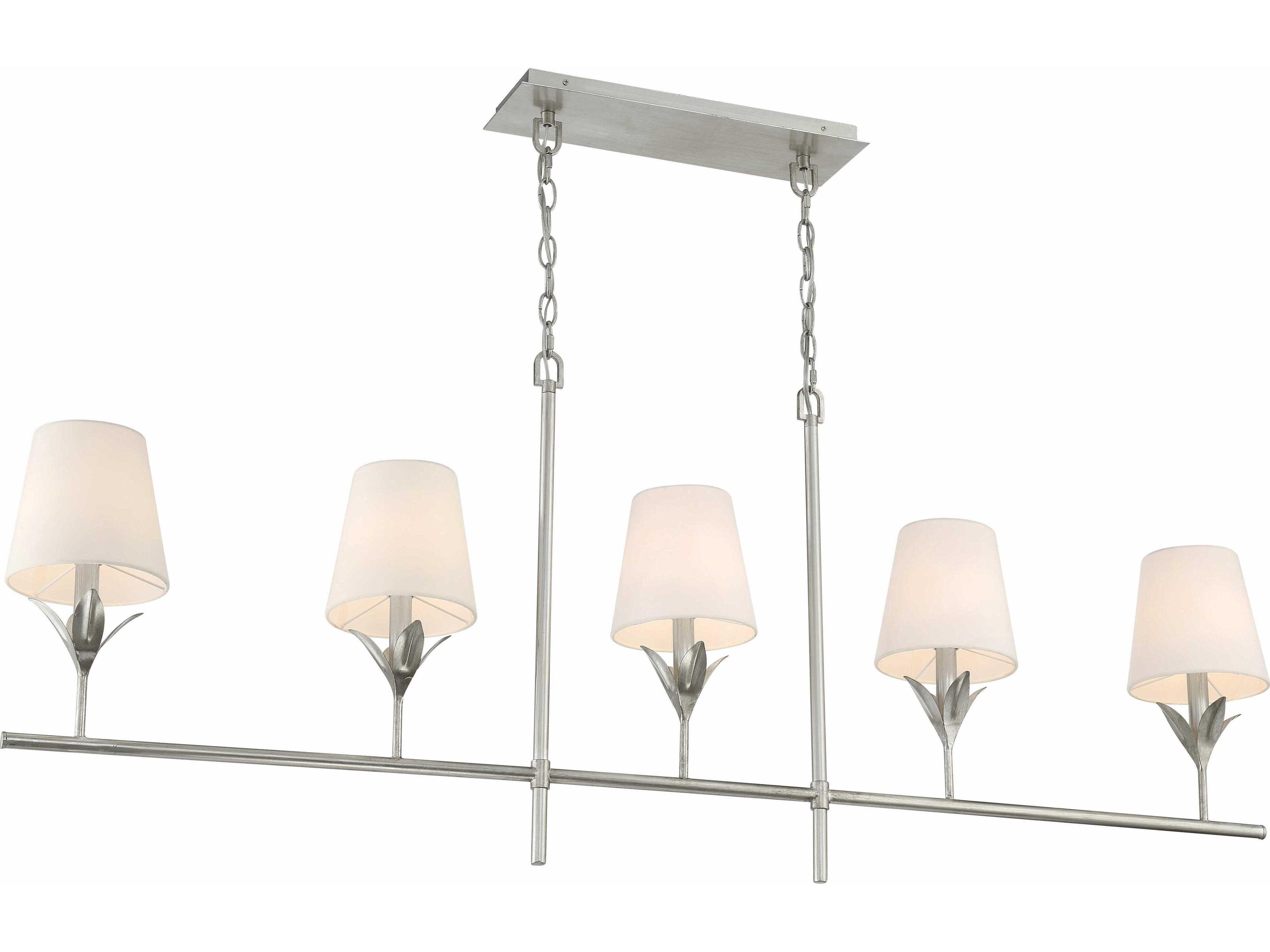 Crystorama Broche 5-Light Antique Silver Linear Island Pendant