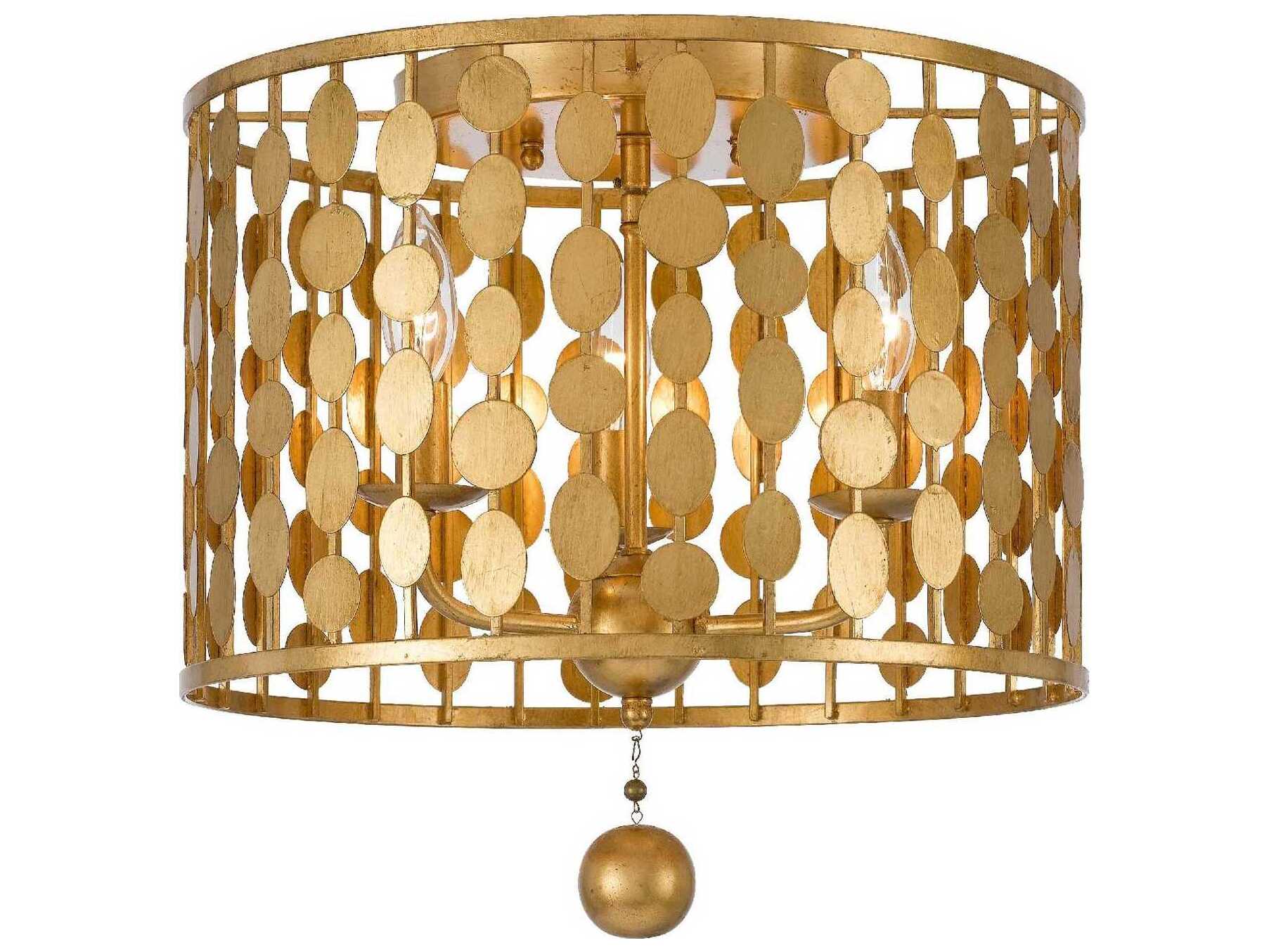 Crystorama Layla 3-Light Gold Drum Flush Mount