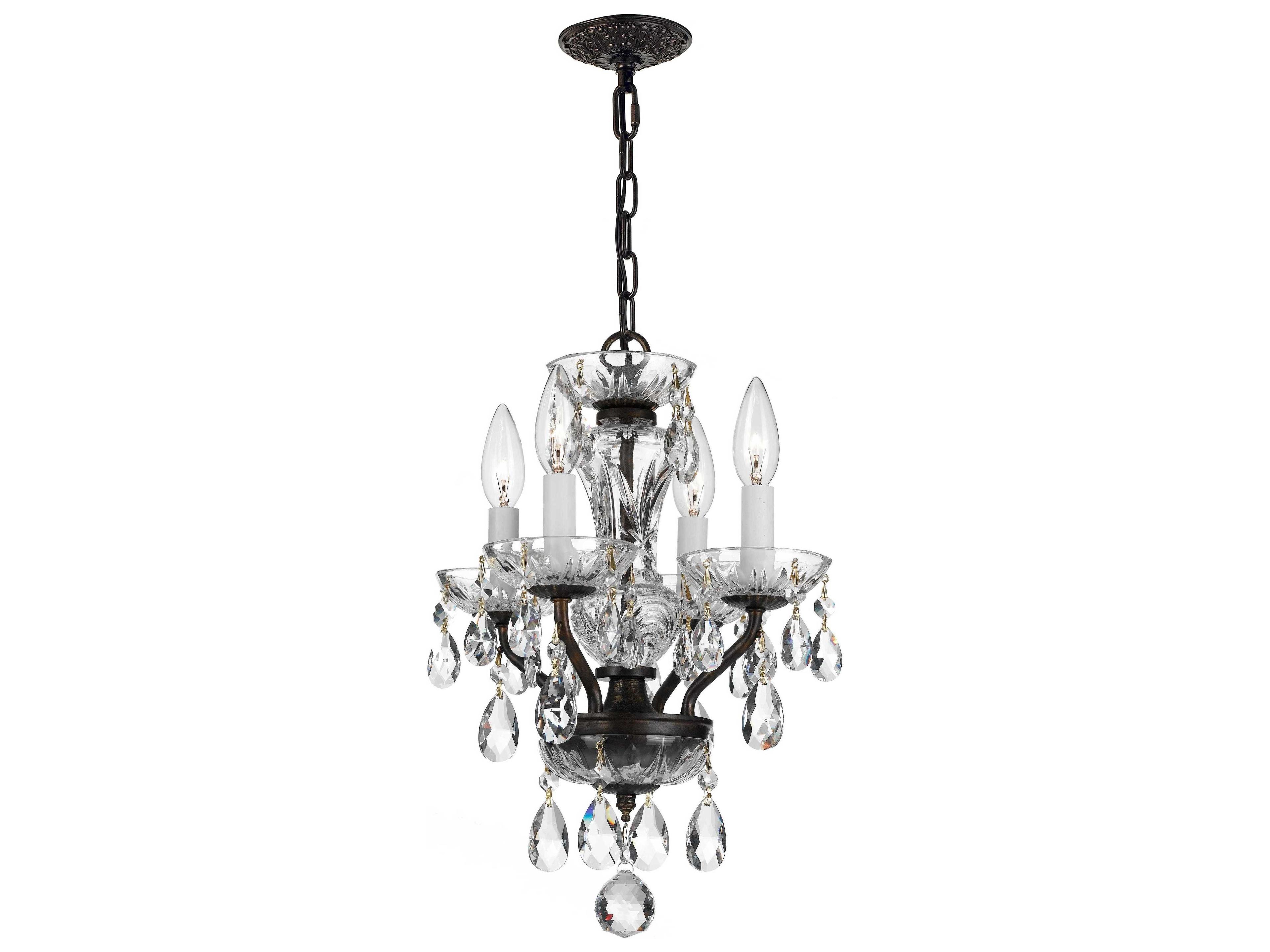 Crystorama Traditional Crystal 4-Light Chrome Candelabra Chandelier