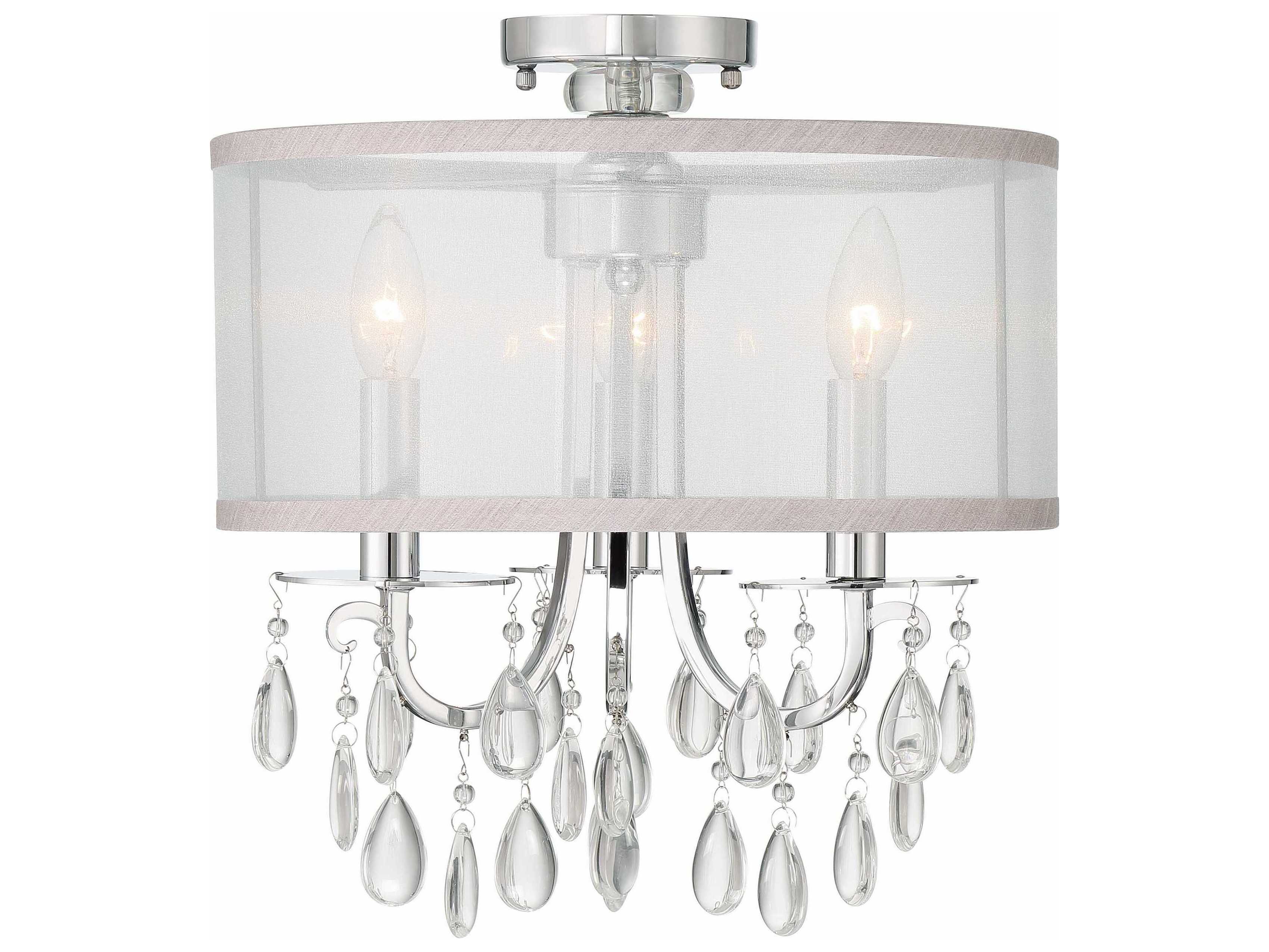 Crystorama Hampton 3-Light Gold Crystal Drum Semi Flush Mount