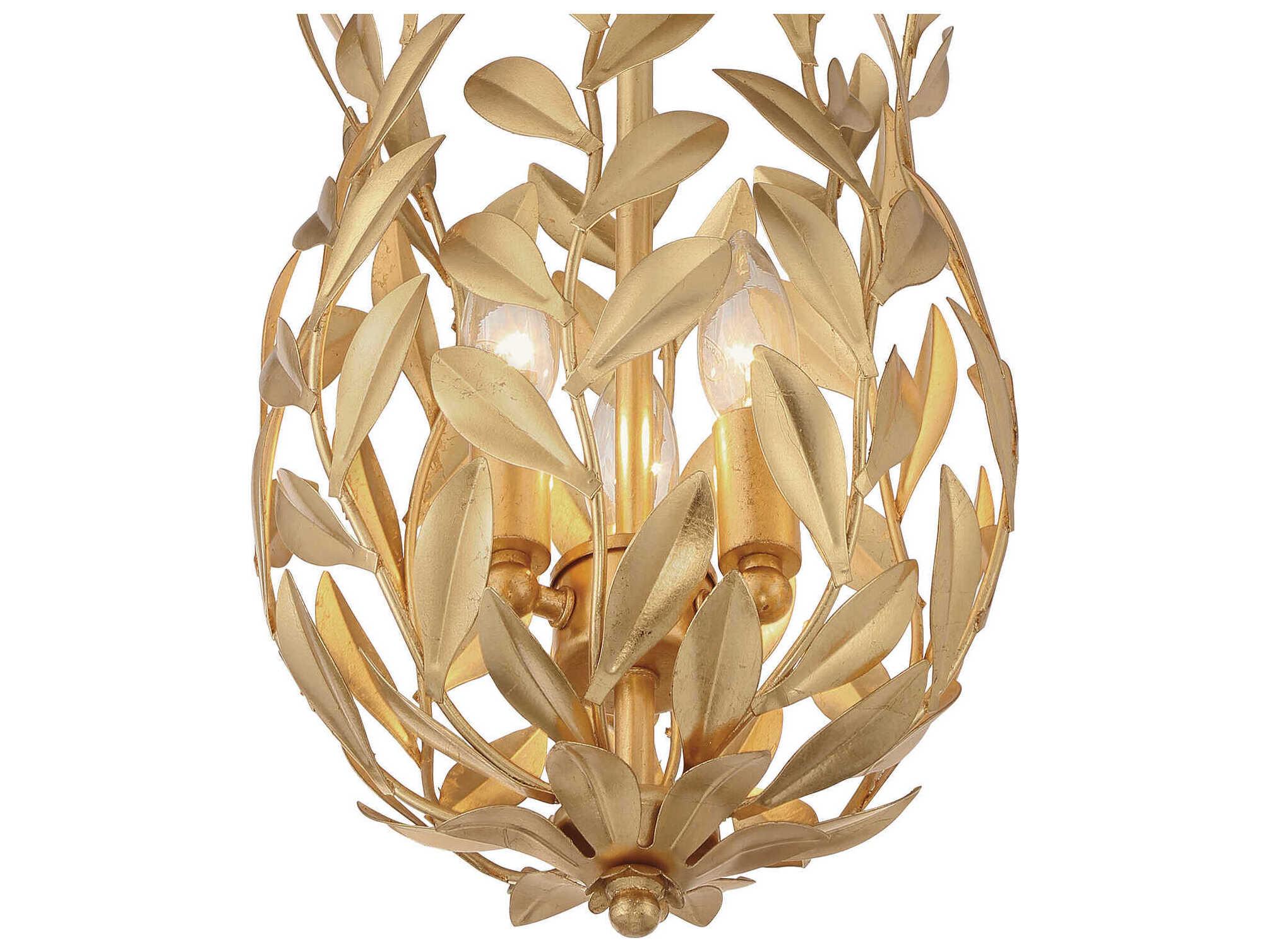 Crystorama Broche 3-Light Antique Gold Semi Flush Mount