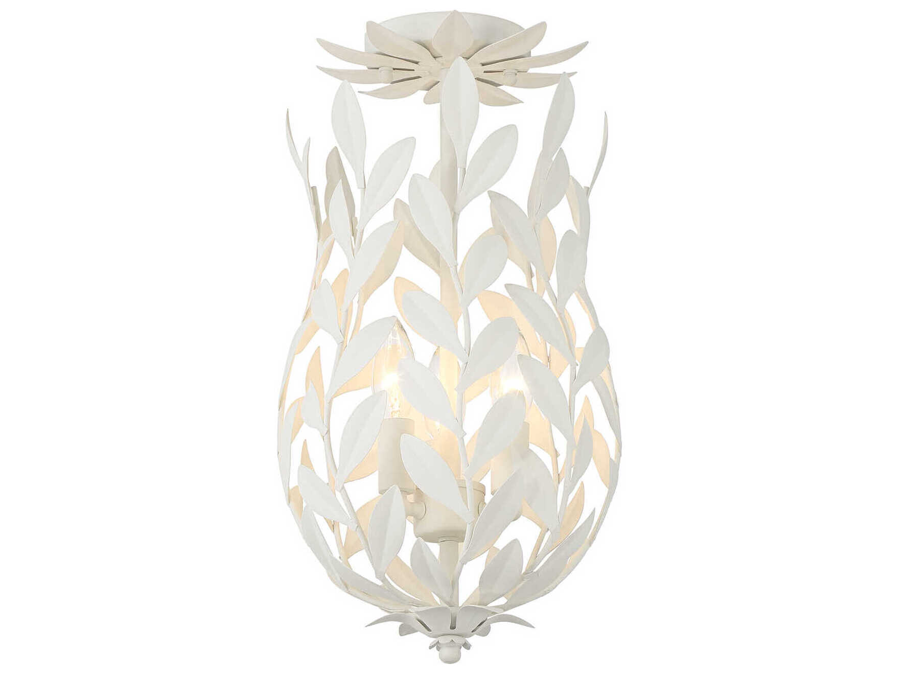 Crystorama Broche 3-Light Matte White Semi Flush Mount