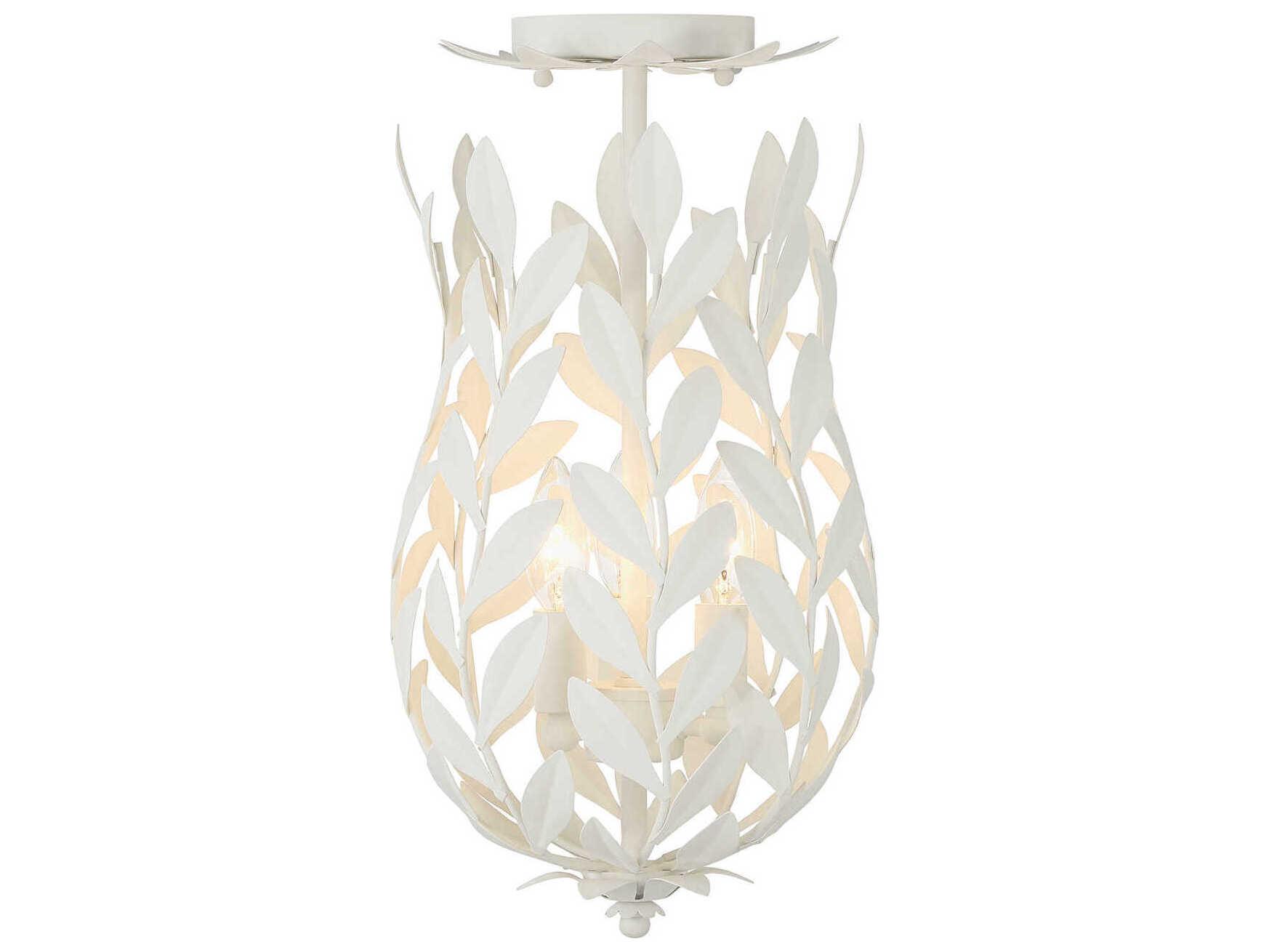Crystorama Broche 3-Light Matte White Semi Flush Mount