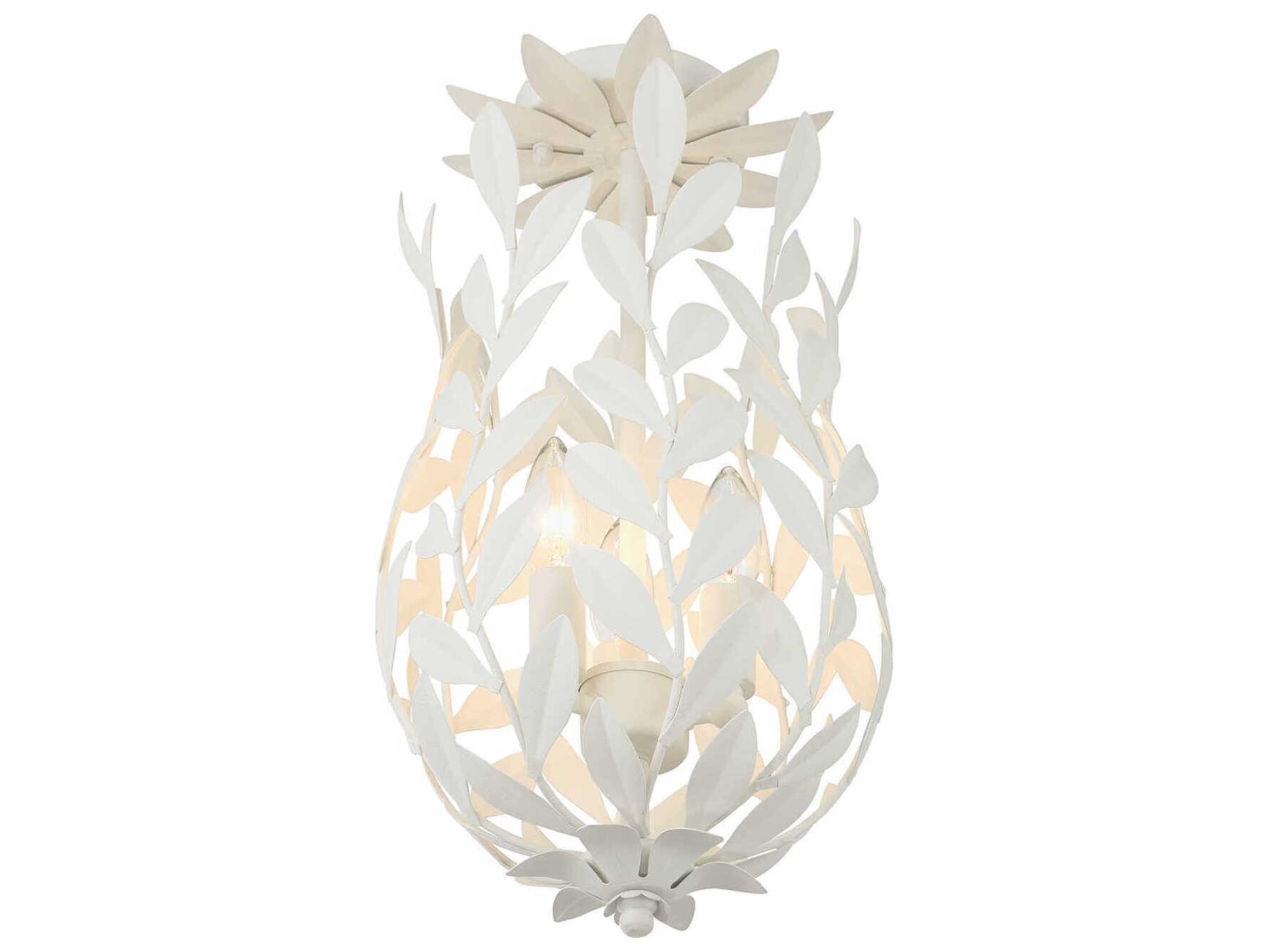 Crystorama Broche 3-Light Matte White Semi Flush Mount