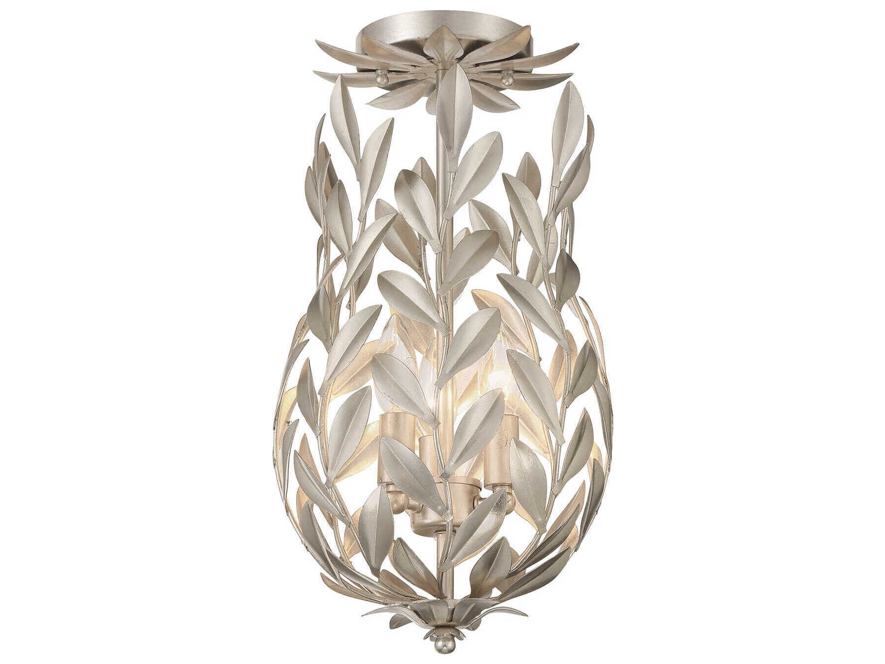 Crystorama Broche 3-Light Antique Silver Semi Flush Mount