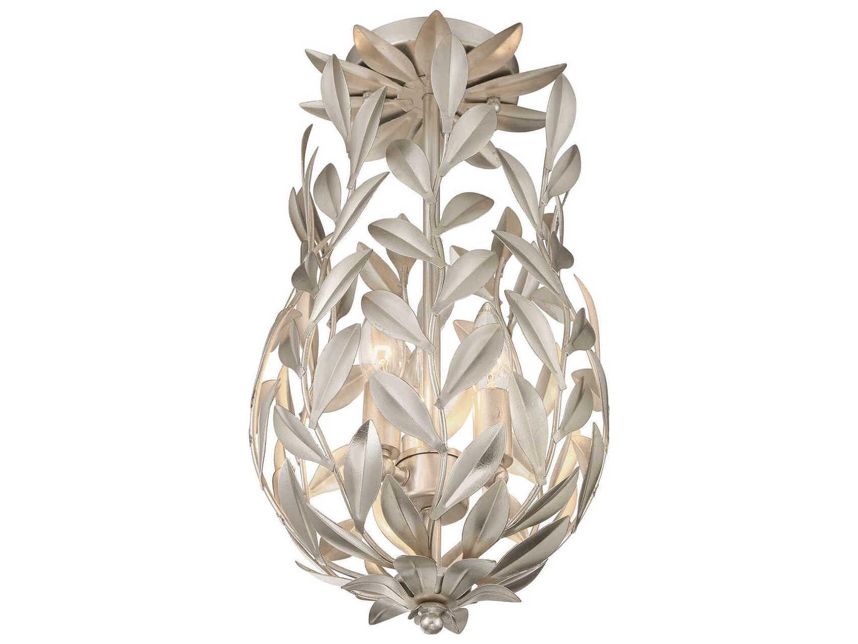Crystorama Broche 3-Light Antique Silver Semi Flush Mount
