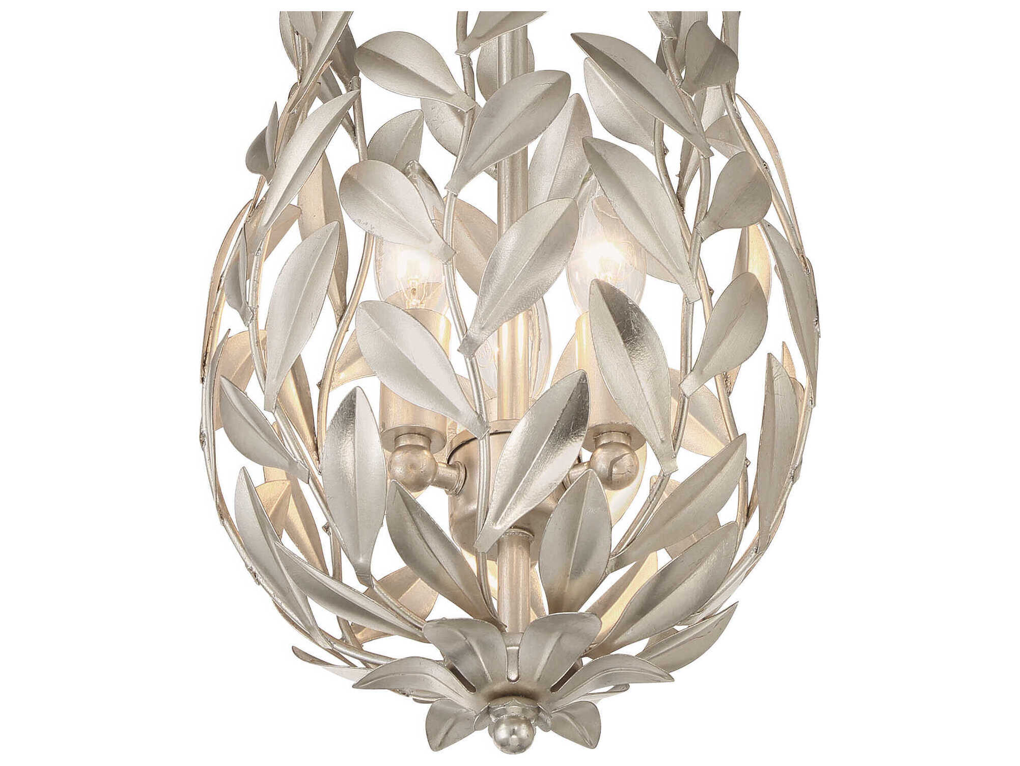 Crystorama Broche 3-Light Antique Silver Semi Flush Mount