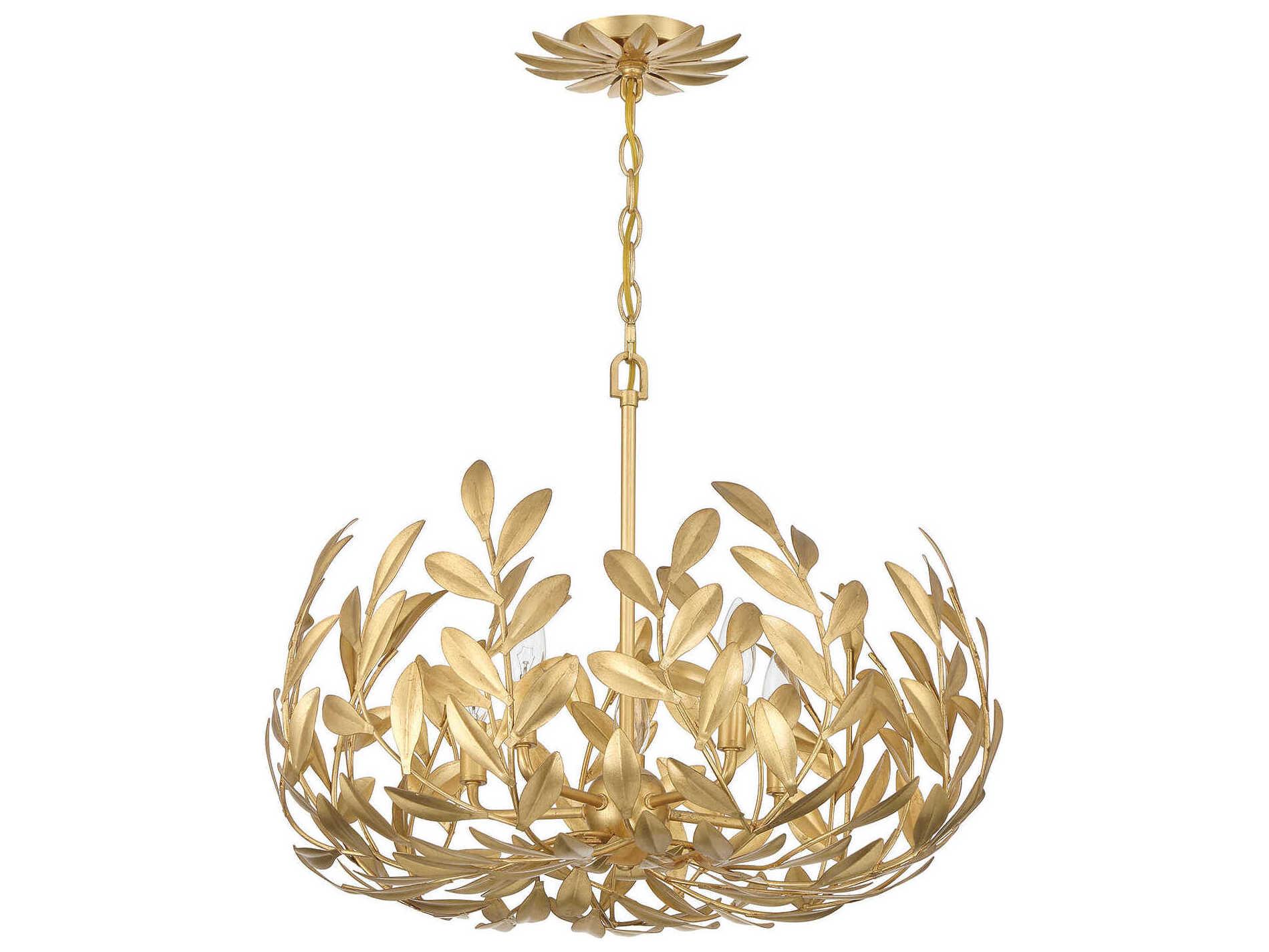 Crystorama Broche 5-Light Antique Gold Candelabra Chandelier