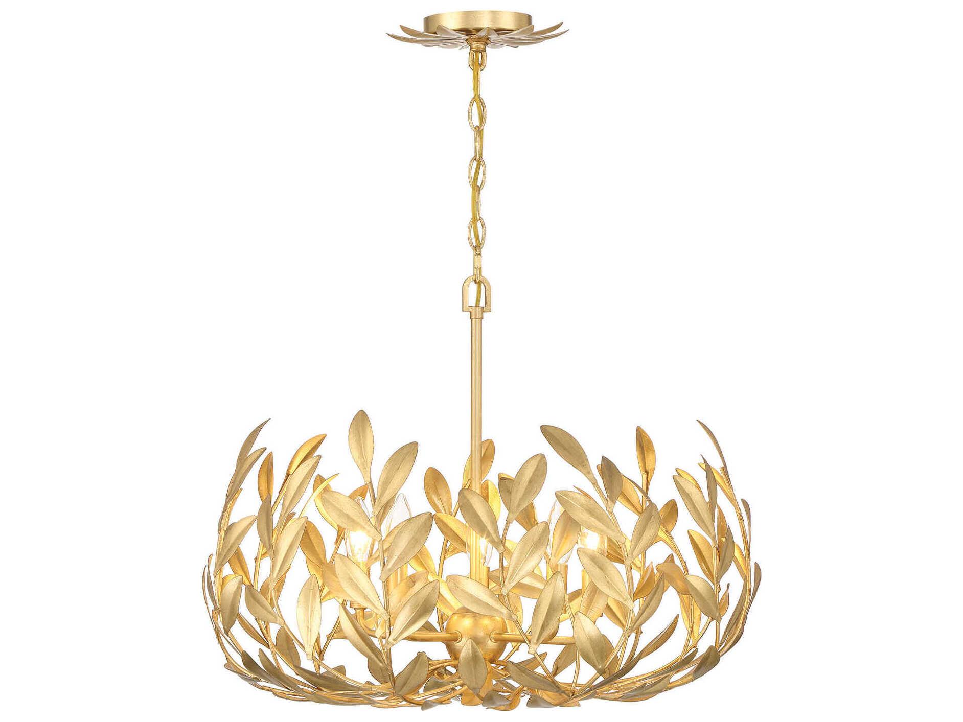 Crystorama Broche 5-Light Antique Gold Candelabra Chandelier