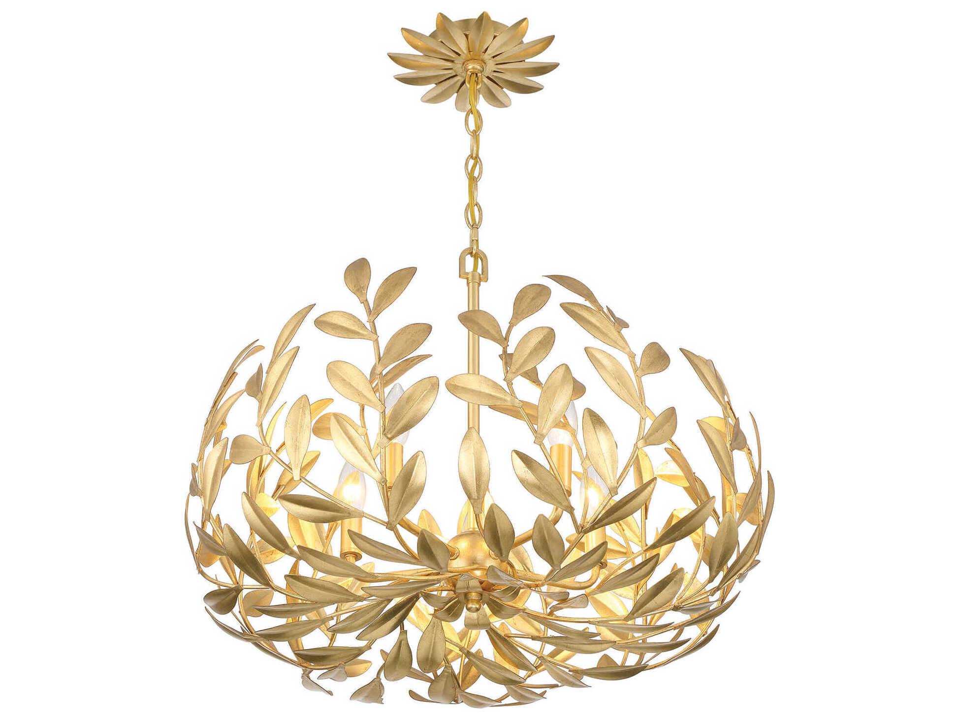 Crystorama Broche 5-Light Antique Gold Candelabra Chandelier