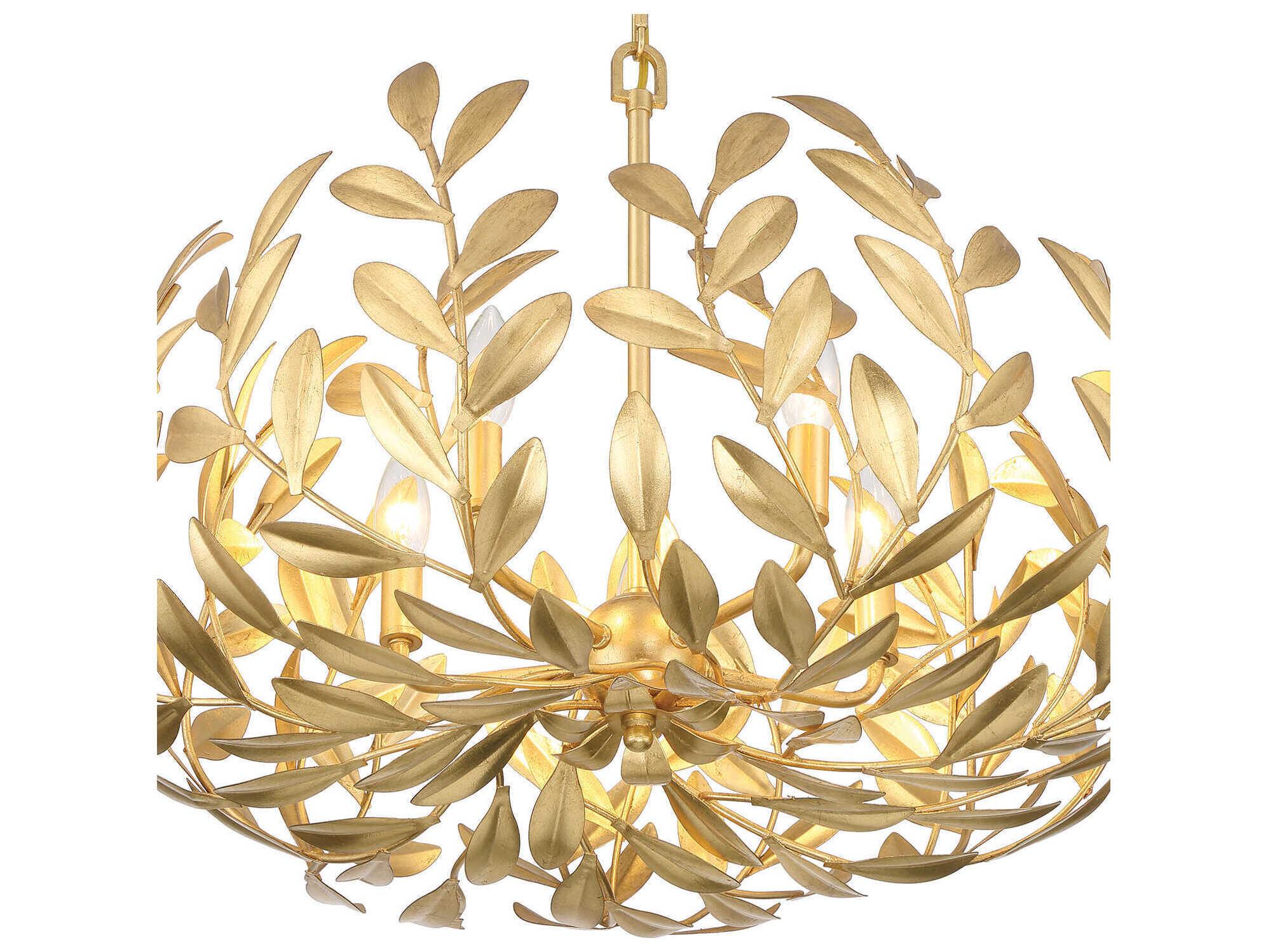 Crystorama Broche 5-Light Antique Gold Candelabra Chandelier