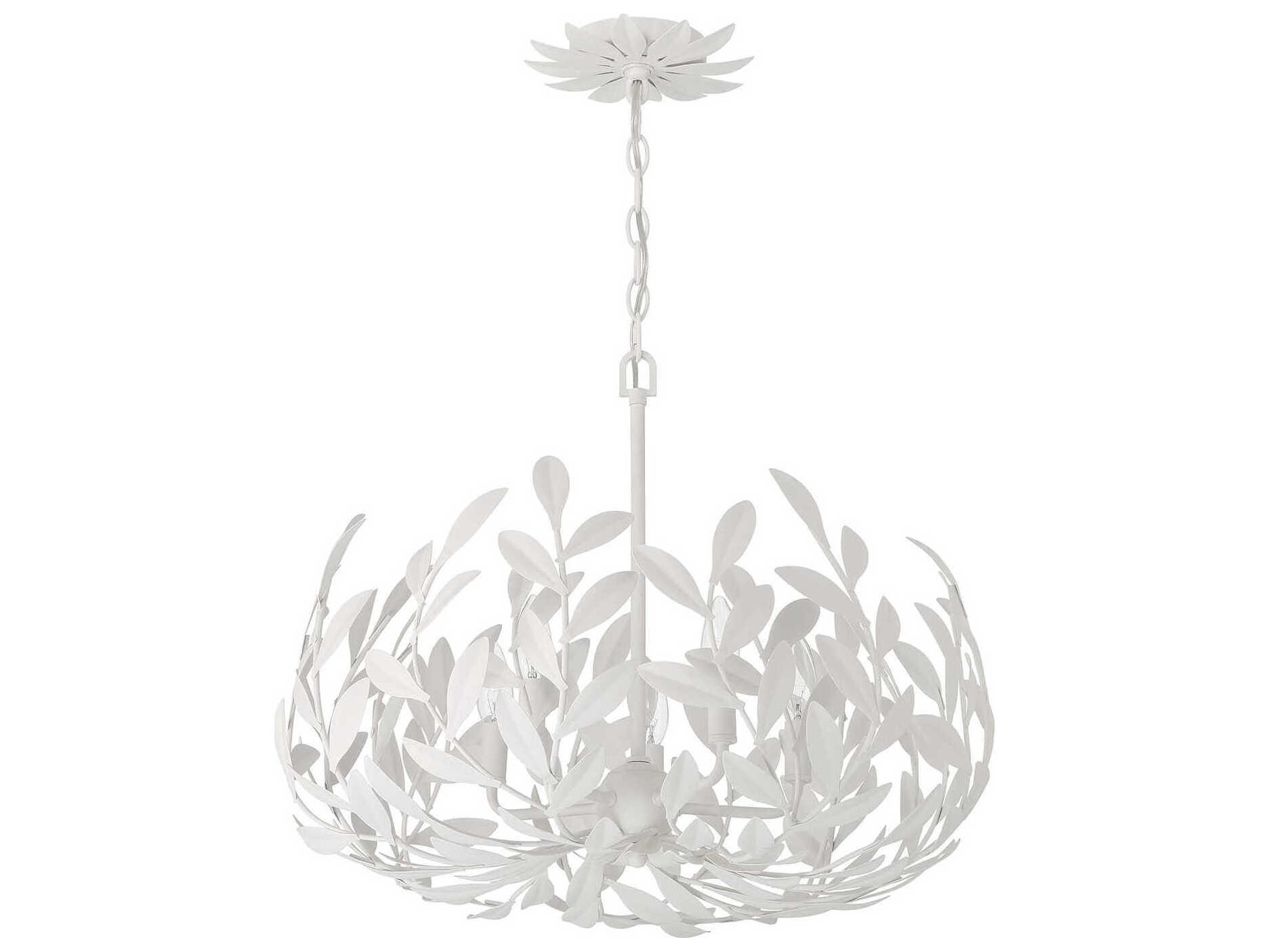Crystorama Broche 5-Light Matte White Candelabra Chandelier