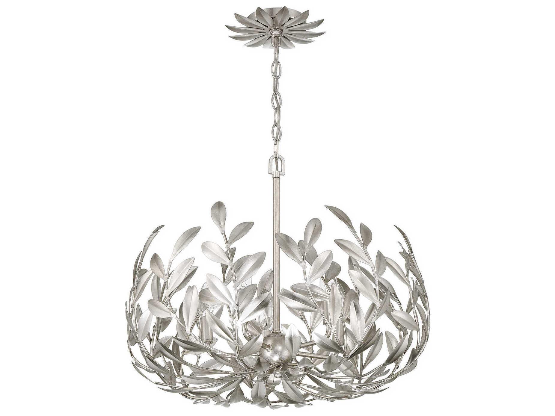 Crystorama Broche 5-Light Antique Silver Candelabra Chandelier
