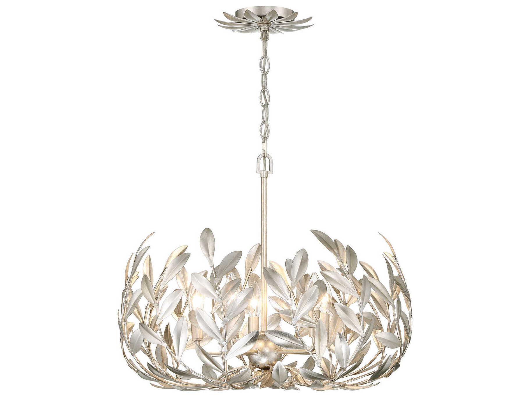 Crystorama Broche 5-Light Antique Silver Candelabra Chandelier