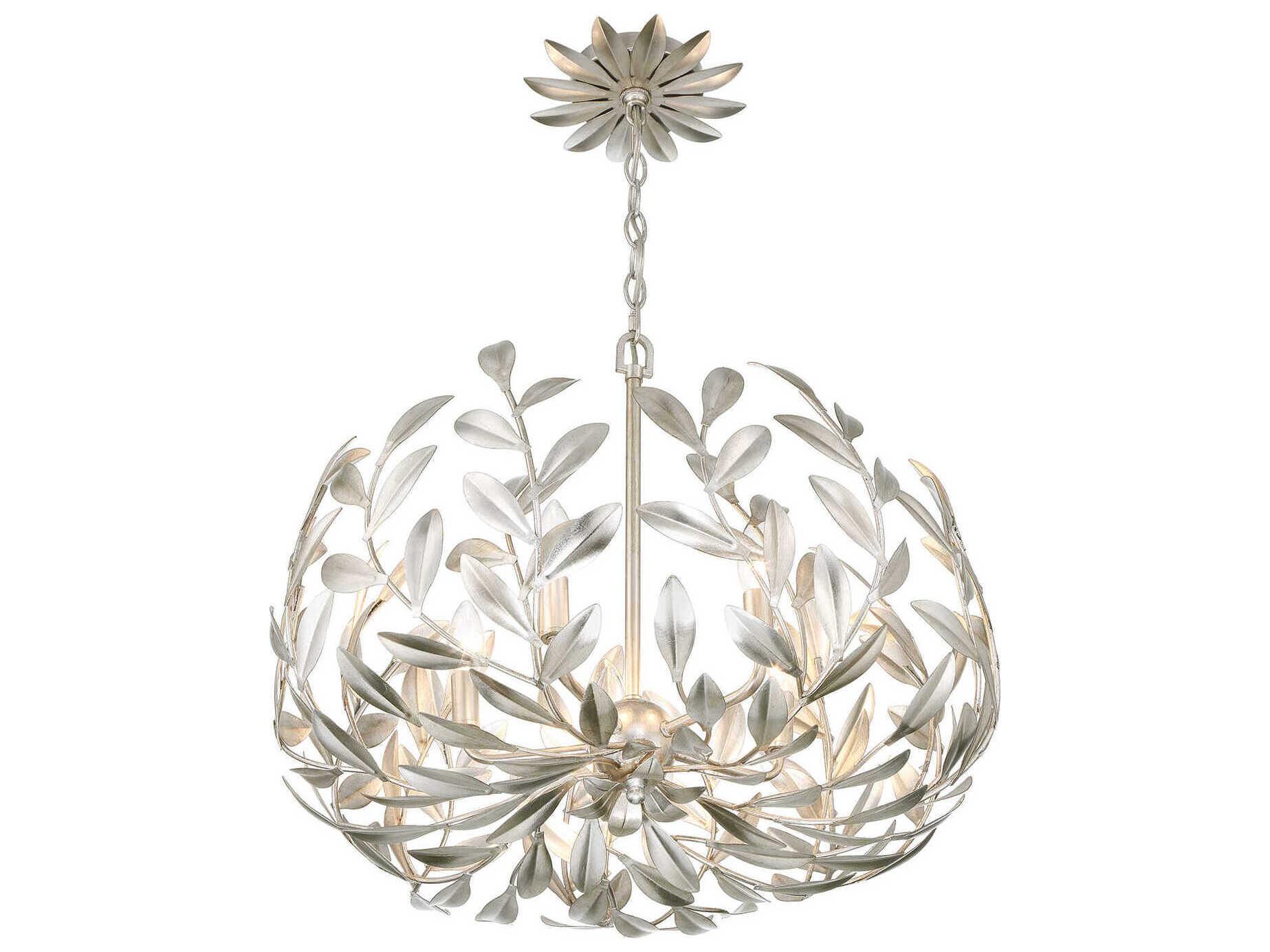 Crystorama Broche 5-Light Antique Silver Candelabra Chandelier