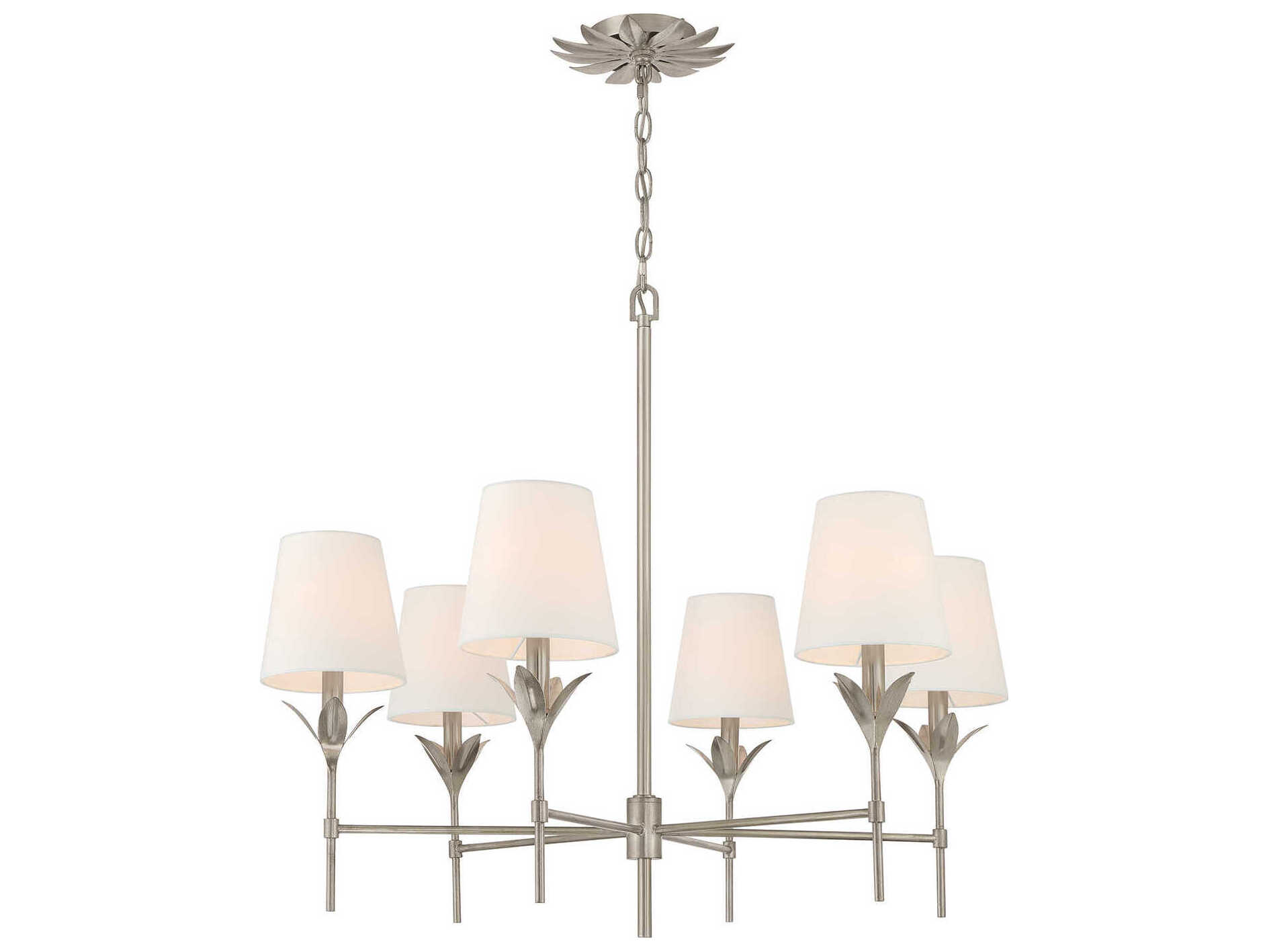 Crystorama Broche 6-Light Antique Silver Candelabra Chandelier