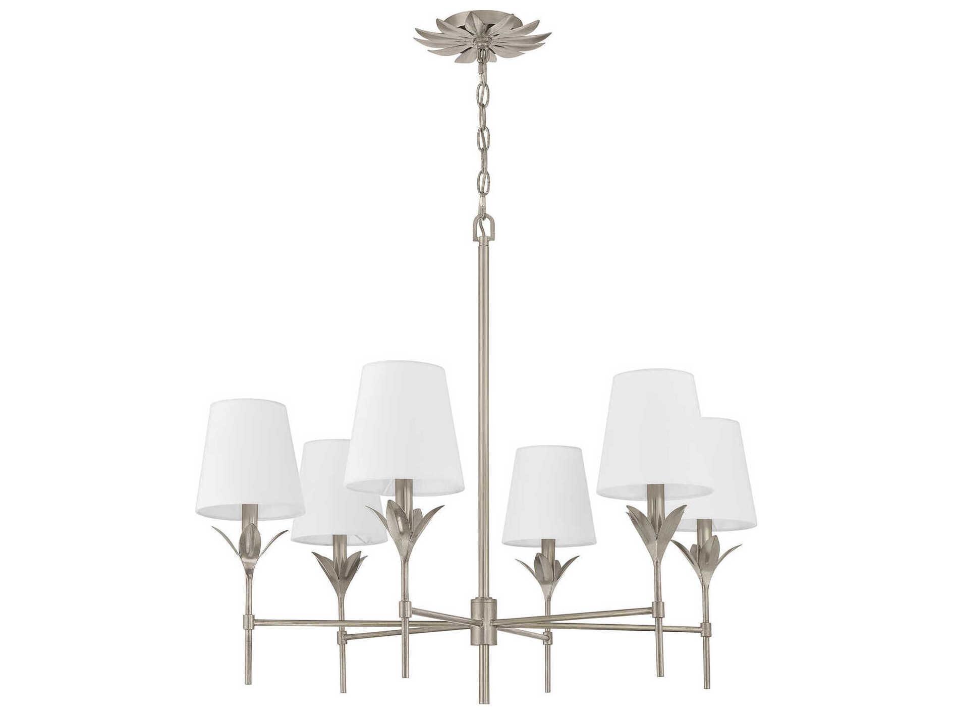 Crystorama Broche 6-Light Antique Silver Candelabra Chandelier