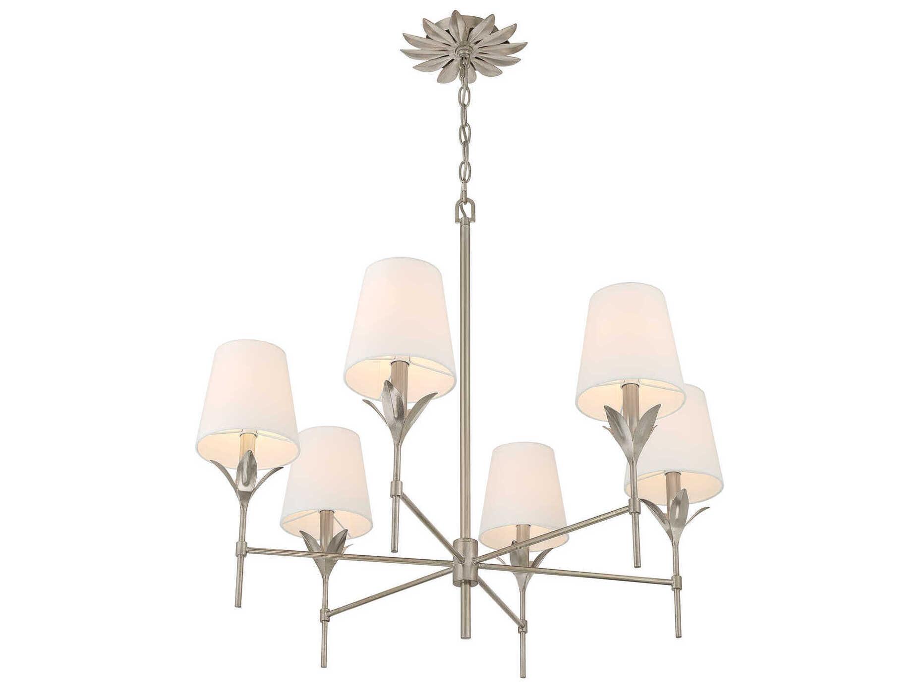 Crystorama Broche 6-Light Antique Silver Candelabra Chandelier