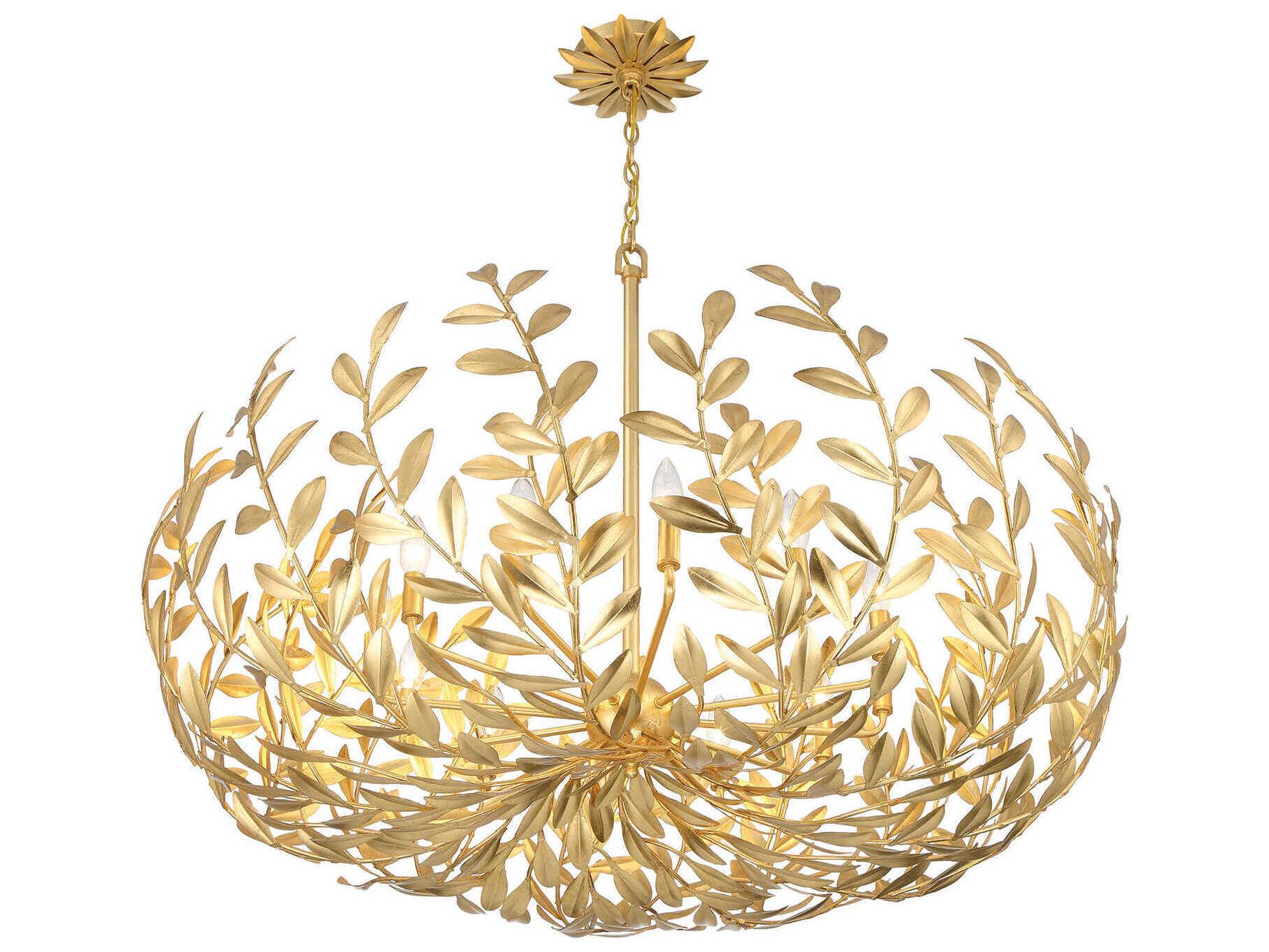 Crystorama Broche 12-Light Antique Gold Candelabra Chandelier